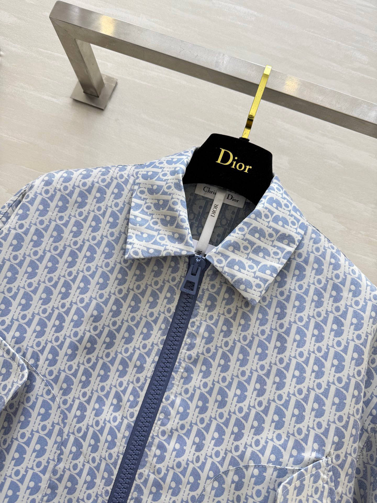 #DIO♡²⁵新款 Miss D蓝白系列 经典老花翻领夹克外套 进口科技塔夫绸 Oblique提花面料彰