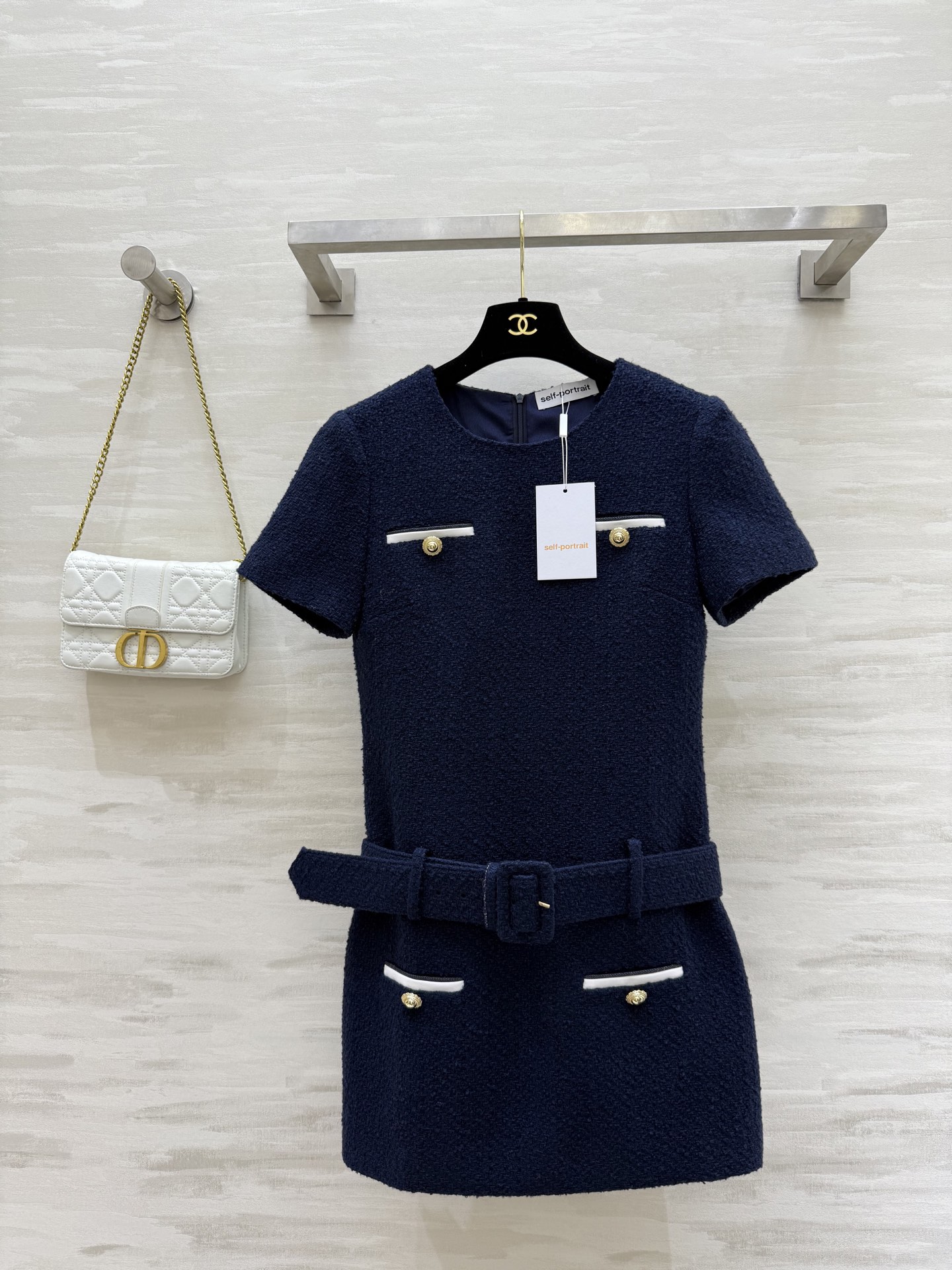NO:504424,#self-portrai early autumn new style navigation tweed small fragrance short-sleeved dress high-quality customization spot size 4/6/8/10 (4 size shoulder width 38, bust 84, skirt length 79, skirt, skirt, T-shirt, alexander wang19860909#self-portrai早秋新款 航海系粗花呢小香风短袖连衣裙 高品质定制 现货来size4/6/8/10（4码肩宽38,胸围84,裙长79,,skirts,T-shirt,alexander wang,Women's clothing
