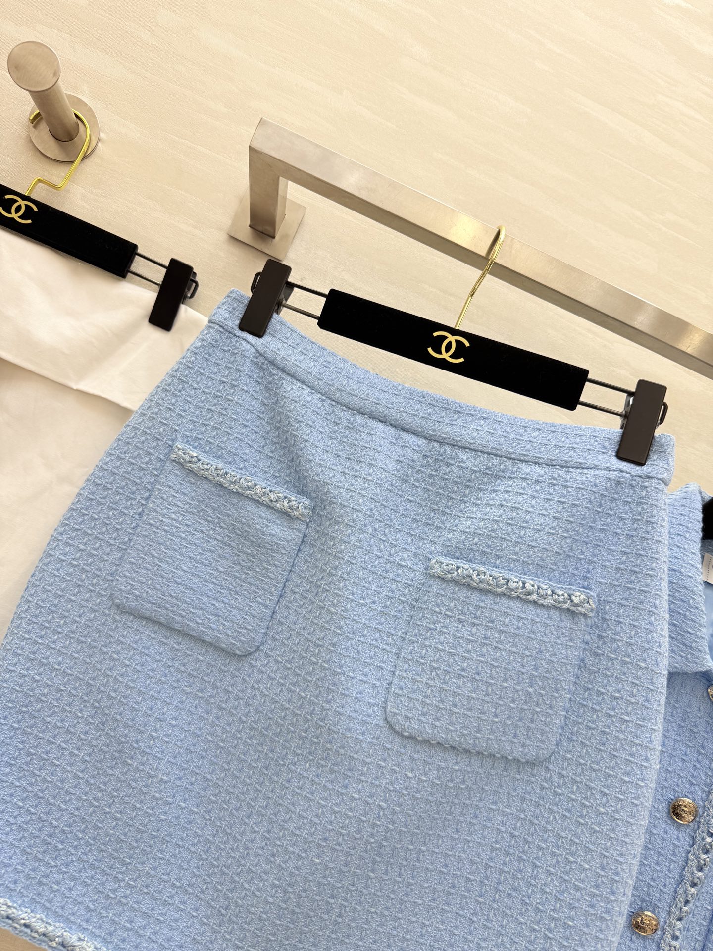 #Chane♡²⁵B💙baby蓝系列 气质软花呢编织面料 高品质定制 现货首发size：36/38/40