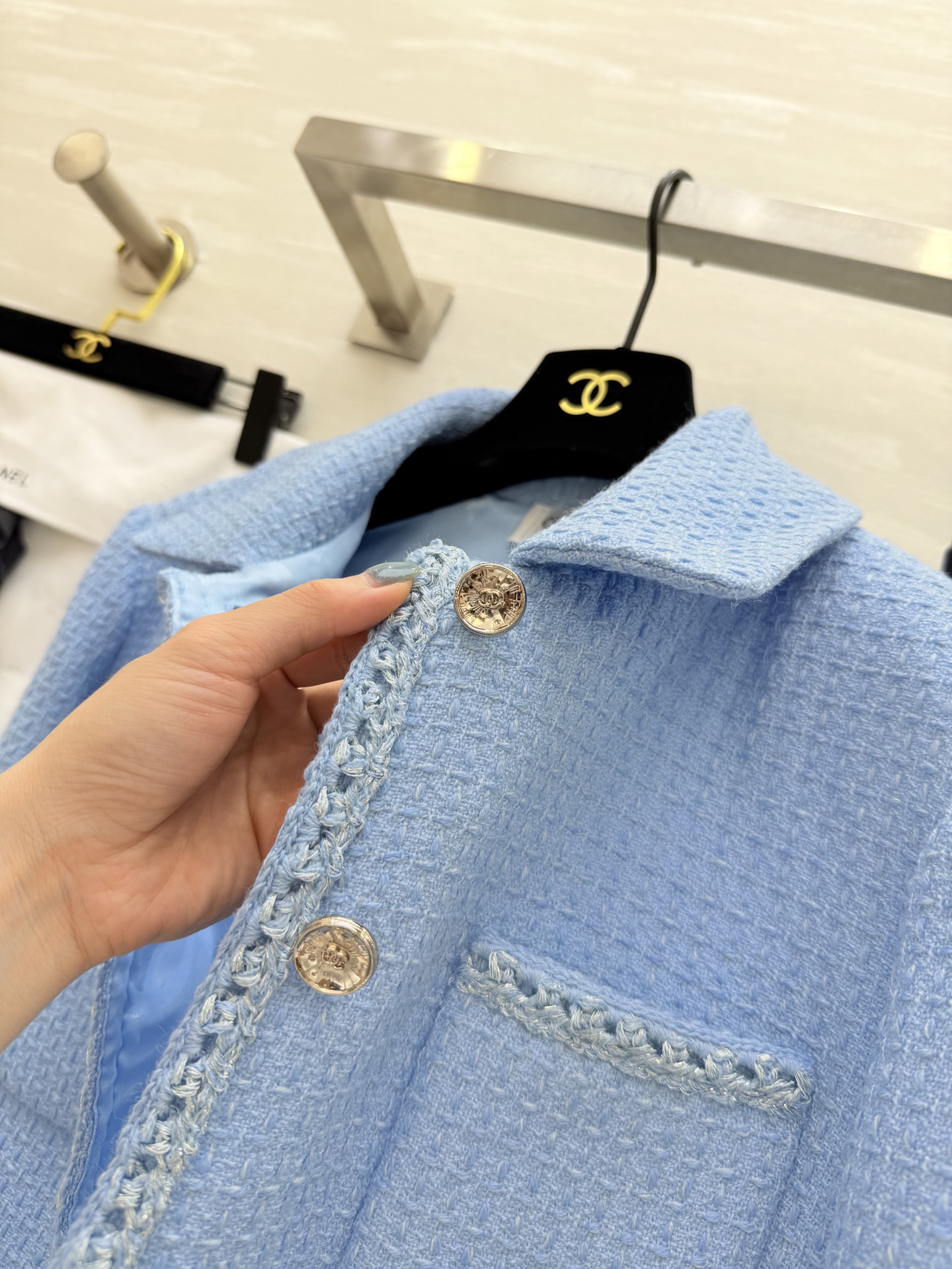 #Chane♡²⁵B💙baby蓝系列 气质软花呢编织面料 高品质定制 现货首发size：36/38/40