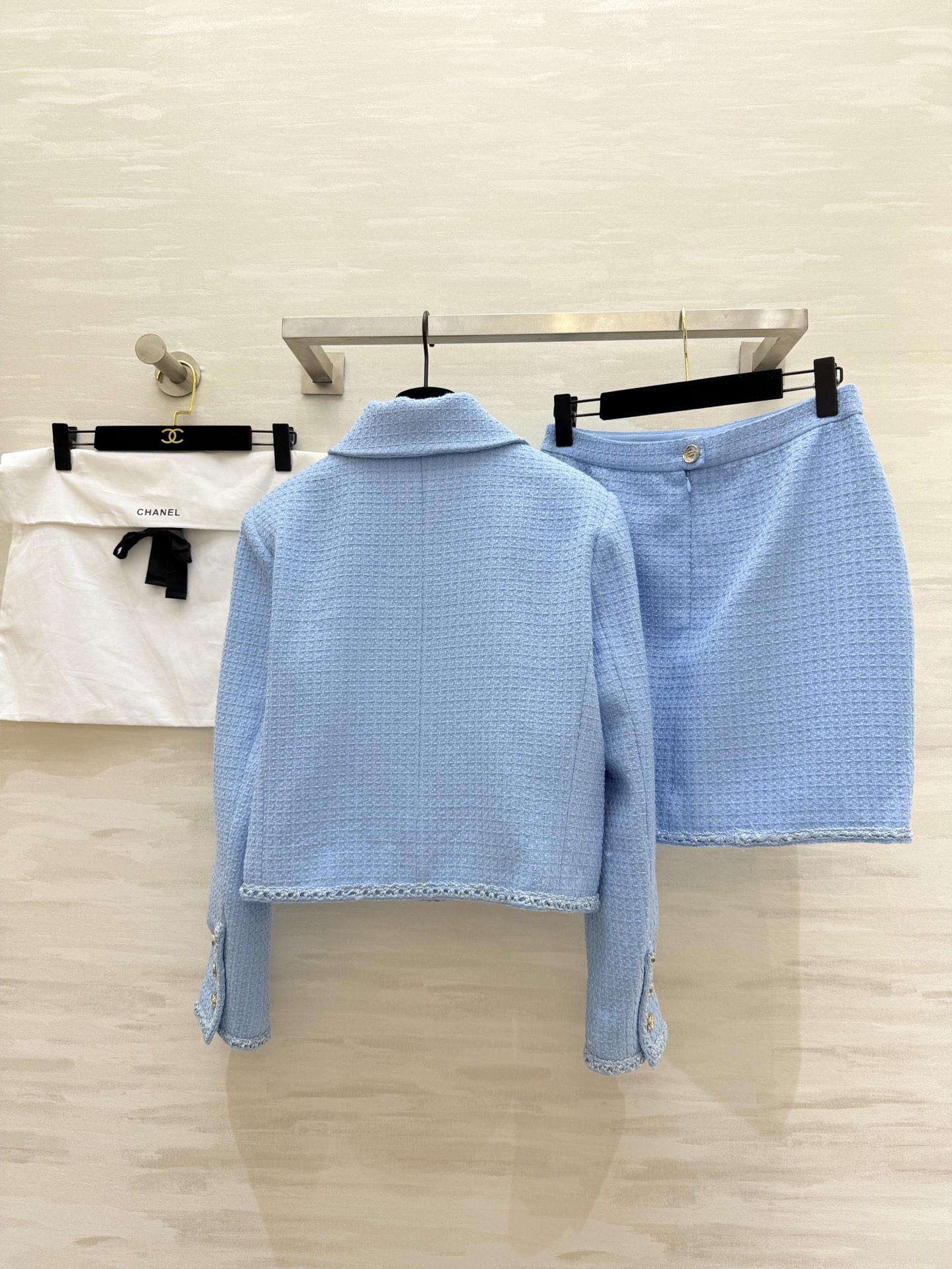 #Chane♡²⁵B💙baby蓝系列 气质软花呢编织面料 高品质定制 现货首发size：36/38/40