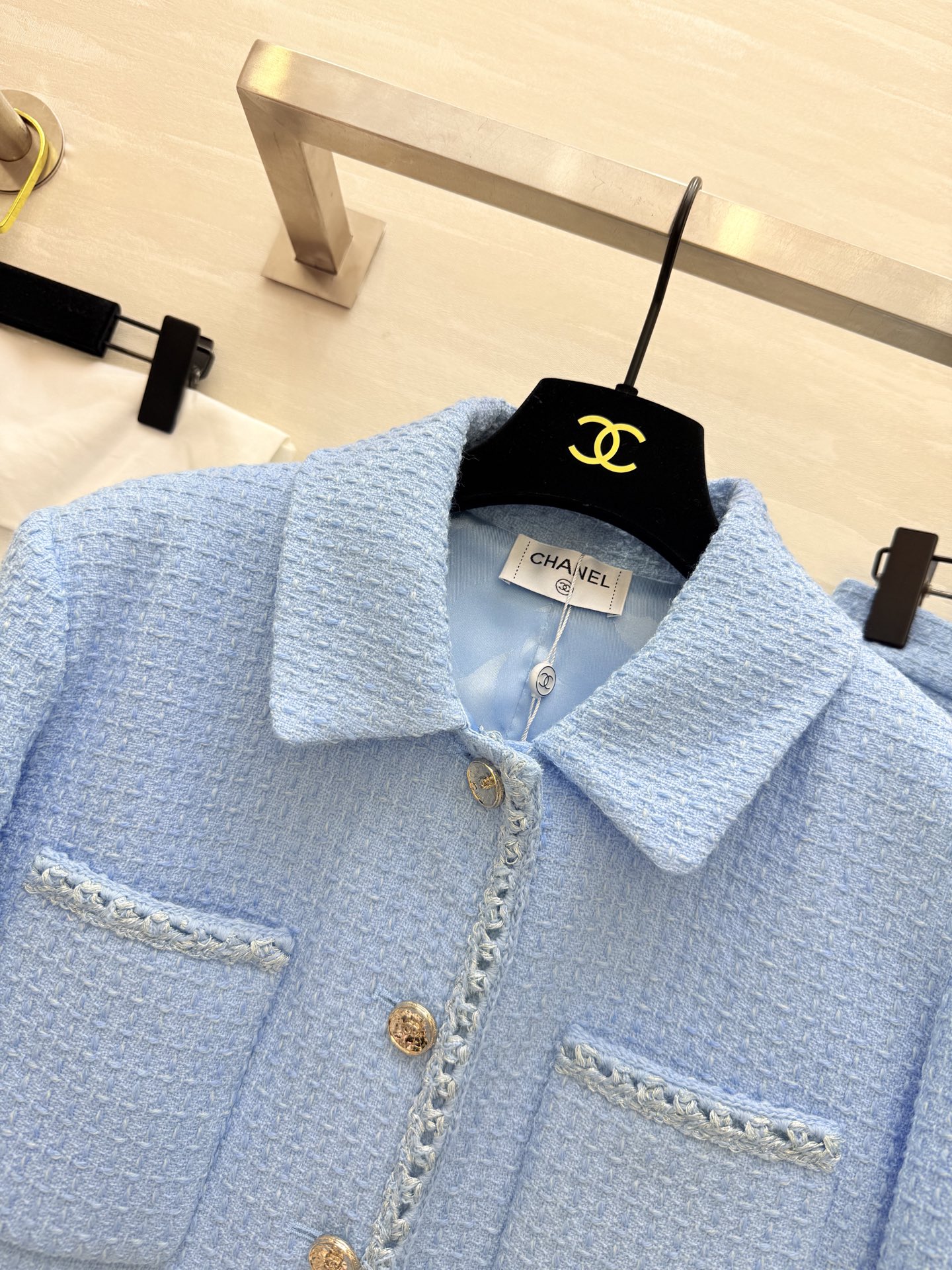 #Chane♡²⁵B💙baby蓝系列 气质软花呢编织面料 高品质定制 现货首发size：36/38/40