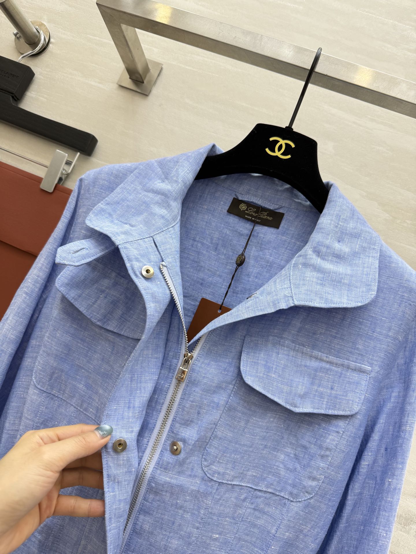 #lP🌹²⁵早秋新款 定制意大利老钱风 轻奢超细亚麻Travelle 女士夹克外套 选用亚麻材质精制而成