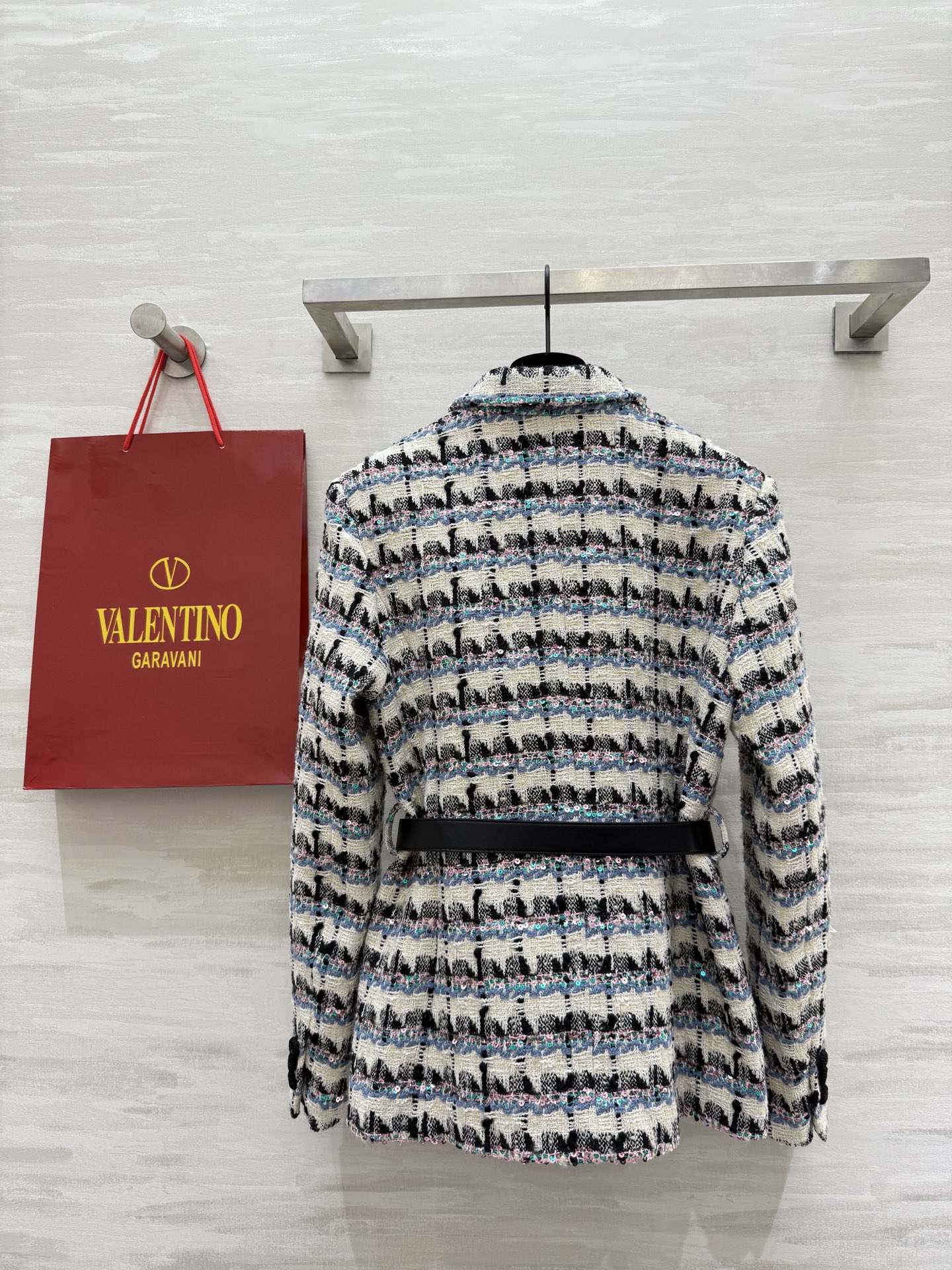 #Valentin♡²⁵秋冬新款 羊毛编织花呢外套 定制腰带精致高级 立体剪裁版型上身非常显瘦显气质 高