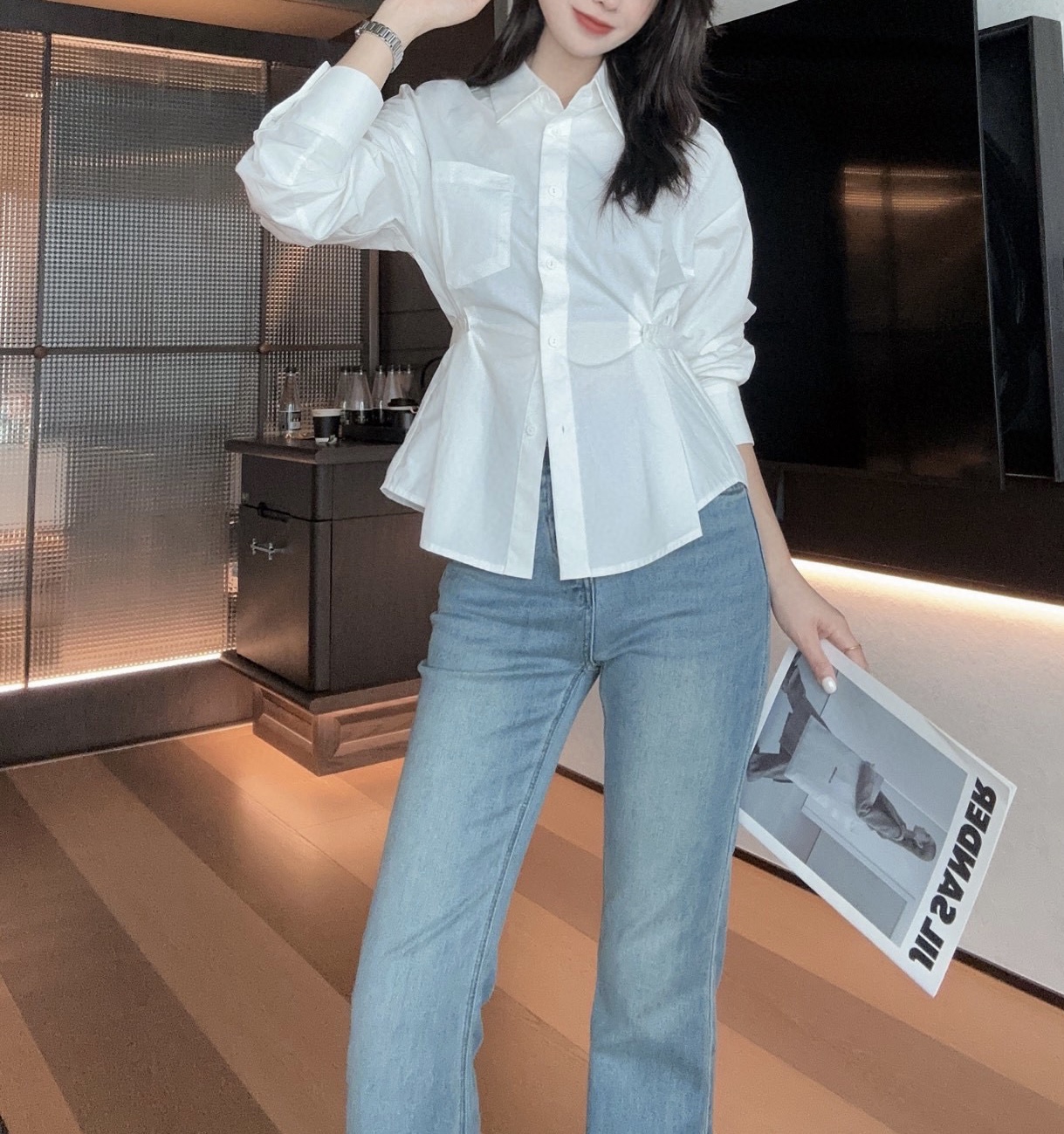 #DIO♡²⁵早秋新款 纯棉收腰翻领衬衣 高品质定制 现货首发size：S/M/L/XL（a码胸围：98