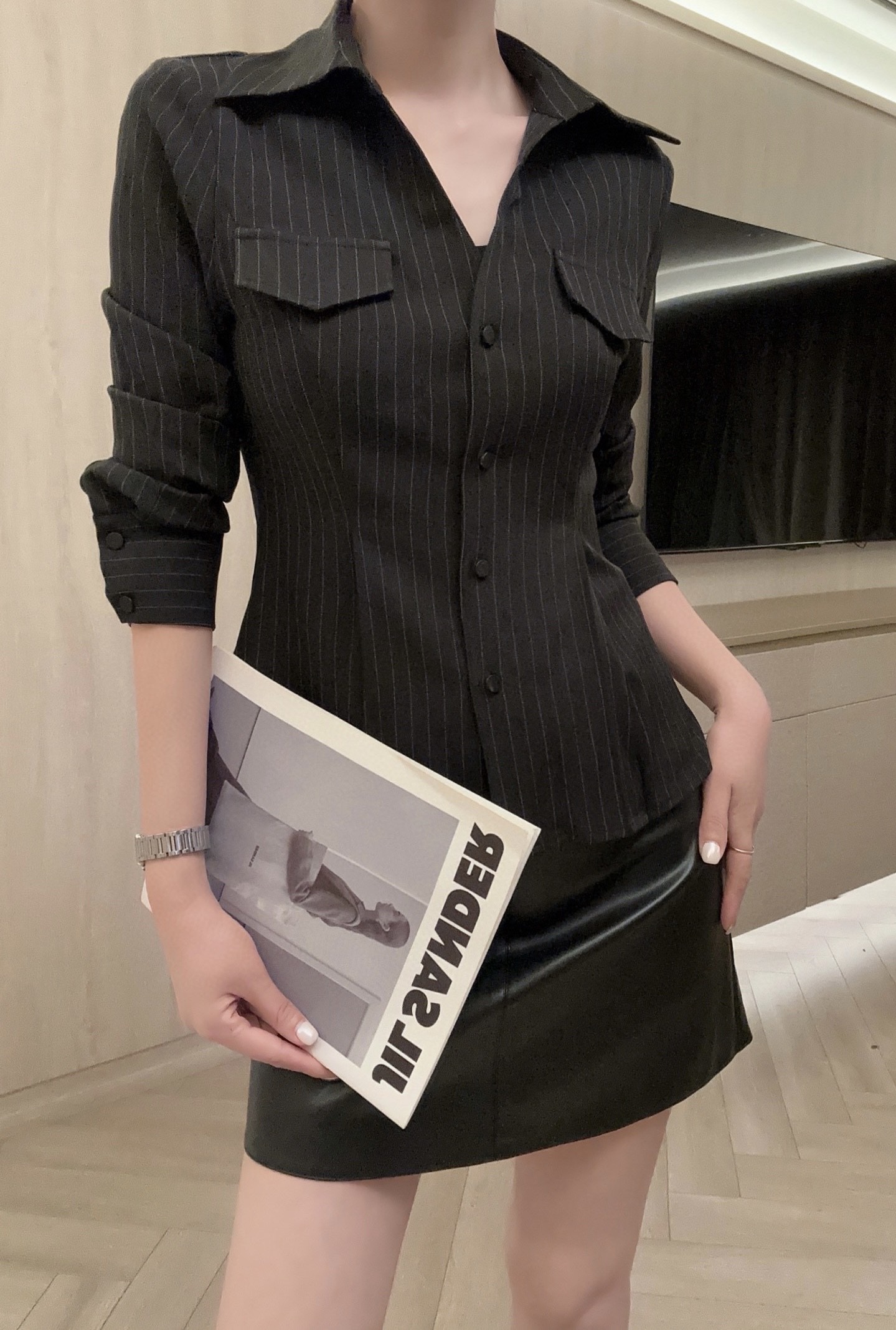 #ysl²⁵早秋新款 人棉条纹收腰衬衣 高品质定制 现货首发size：S/M/L/XL（M码肩宽：37，