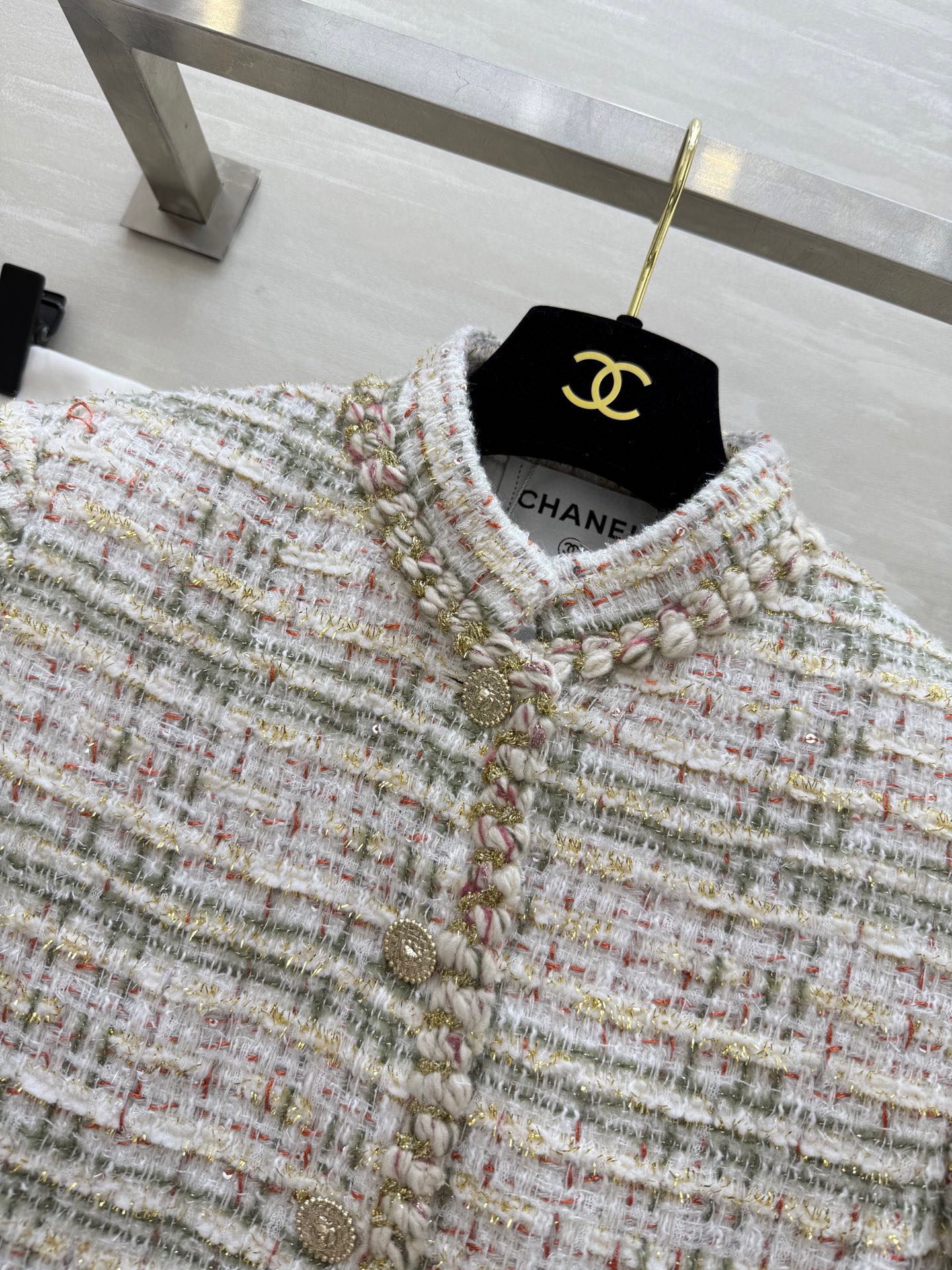 #Chane♡²⁵秋冬新款编织连衣裙 定制特种纱编织软花呢面料 纯手工交织花边装饰 经典双口袋 立体剪裁