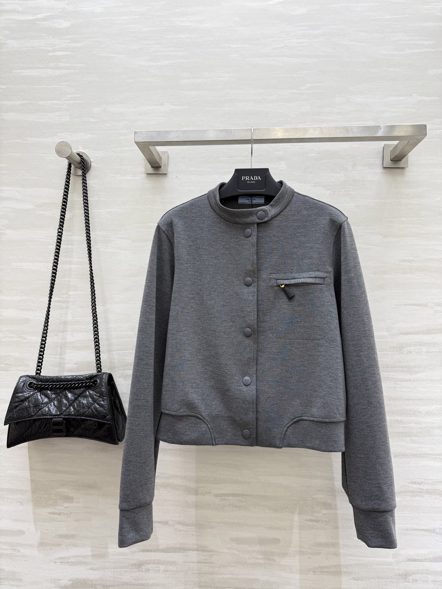 #Prad♡²⁵秋冬新款 夹克式棒球服外套 高品质定制 现货首发size：S/M/L/XL（M码肩宽：4