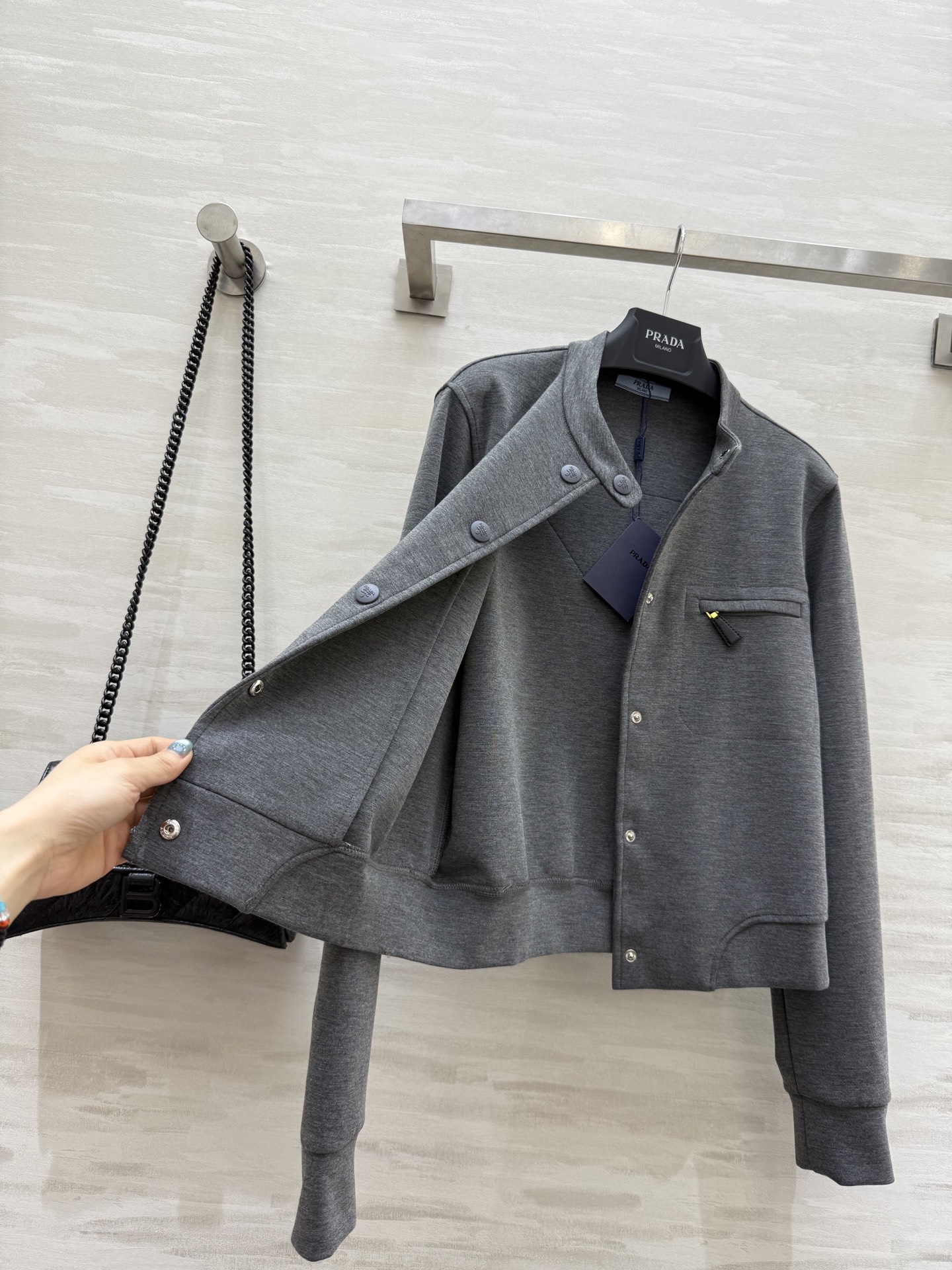 #Prad♡²⁵秋冬新款 夹克式棒球服外套 高品质定制 现货首发size：S/M/L/XL（M码肩宽：4