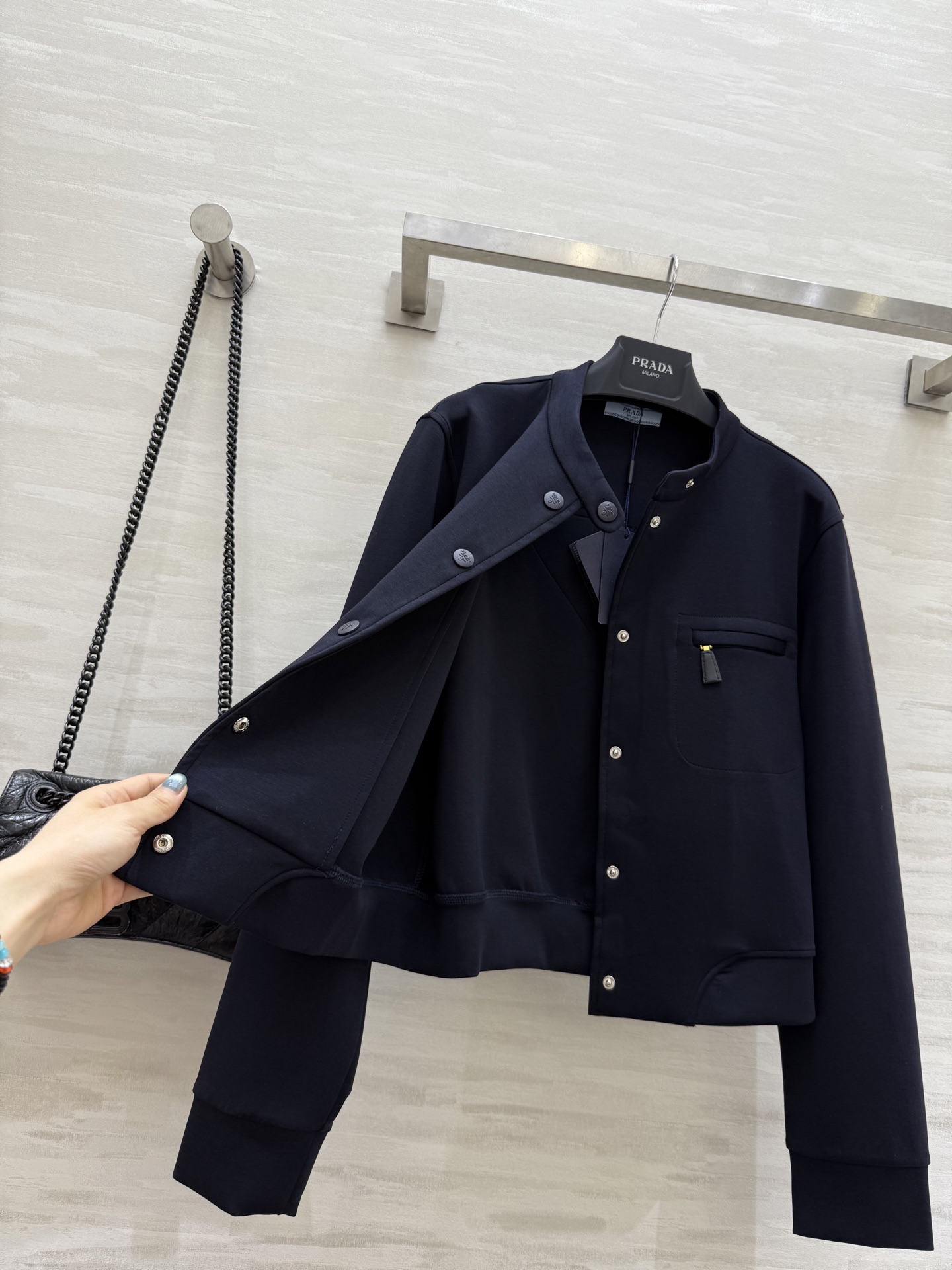 #Prad♡²⁵秋冬新款 夹克式棒球服外套 高品质定制 现货首发size：S/M/L/XL（M码肩宽：4