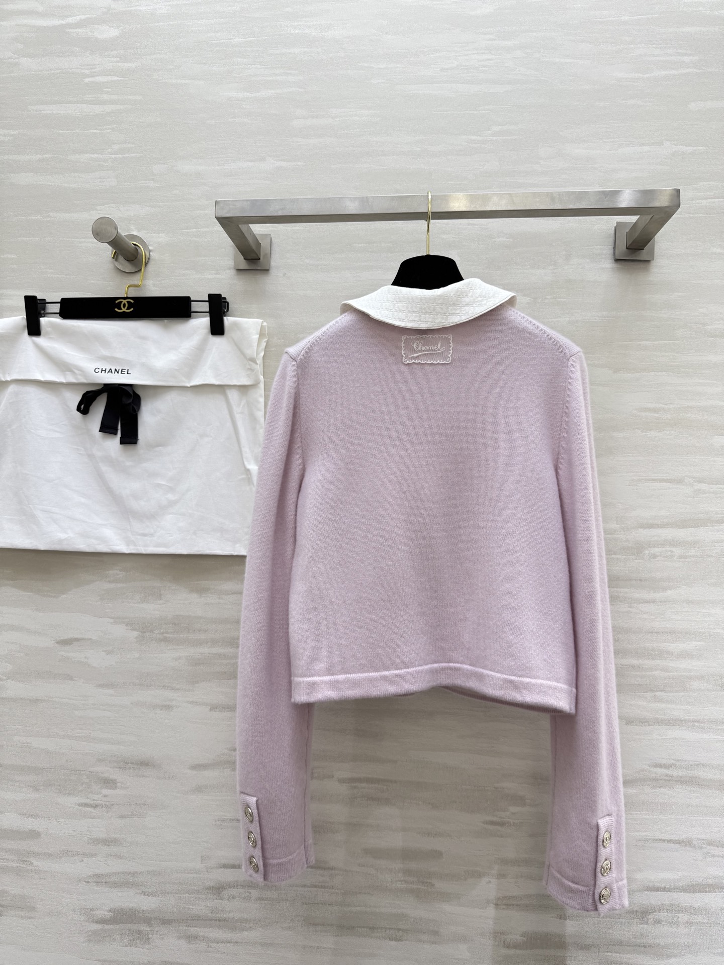 #Chane♡²⁵B 娃娃领开衫 100%羊绒 手感柔软贴肤 娃娃领100%桑蚕丝 可自由拆卸 翻领圆领