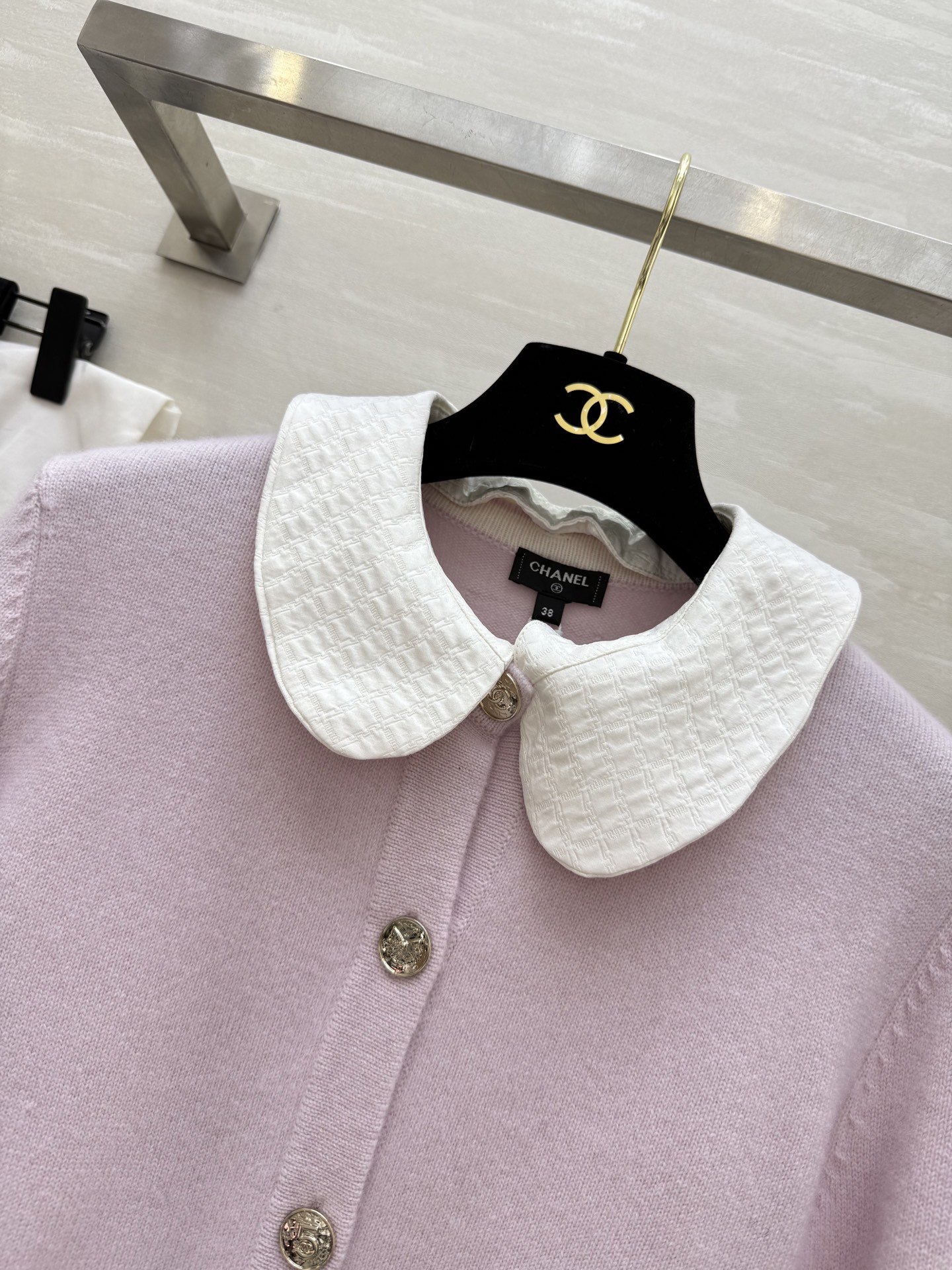 #Chane♡²⁵B 娃娃领开衫 100%羊绒 手感柔软贴肤 娃娃领100%桑蚕丝 可自由拆卸 翻领圆领