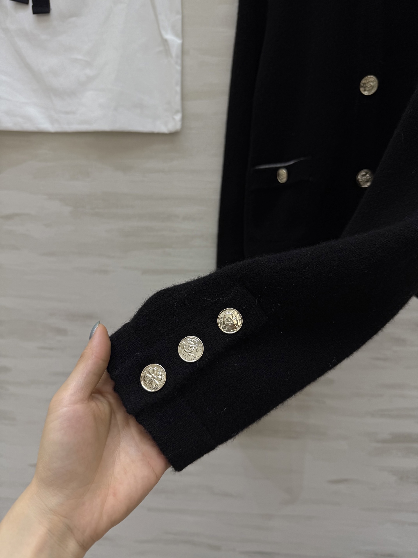 #Chane♡²⁵B 娃娃领开衫 100%羊绒 手感柔软贴肤 娃娃领100%桑蚕丝 可自由拆卸 翻领圆领