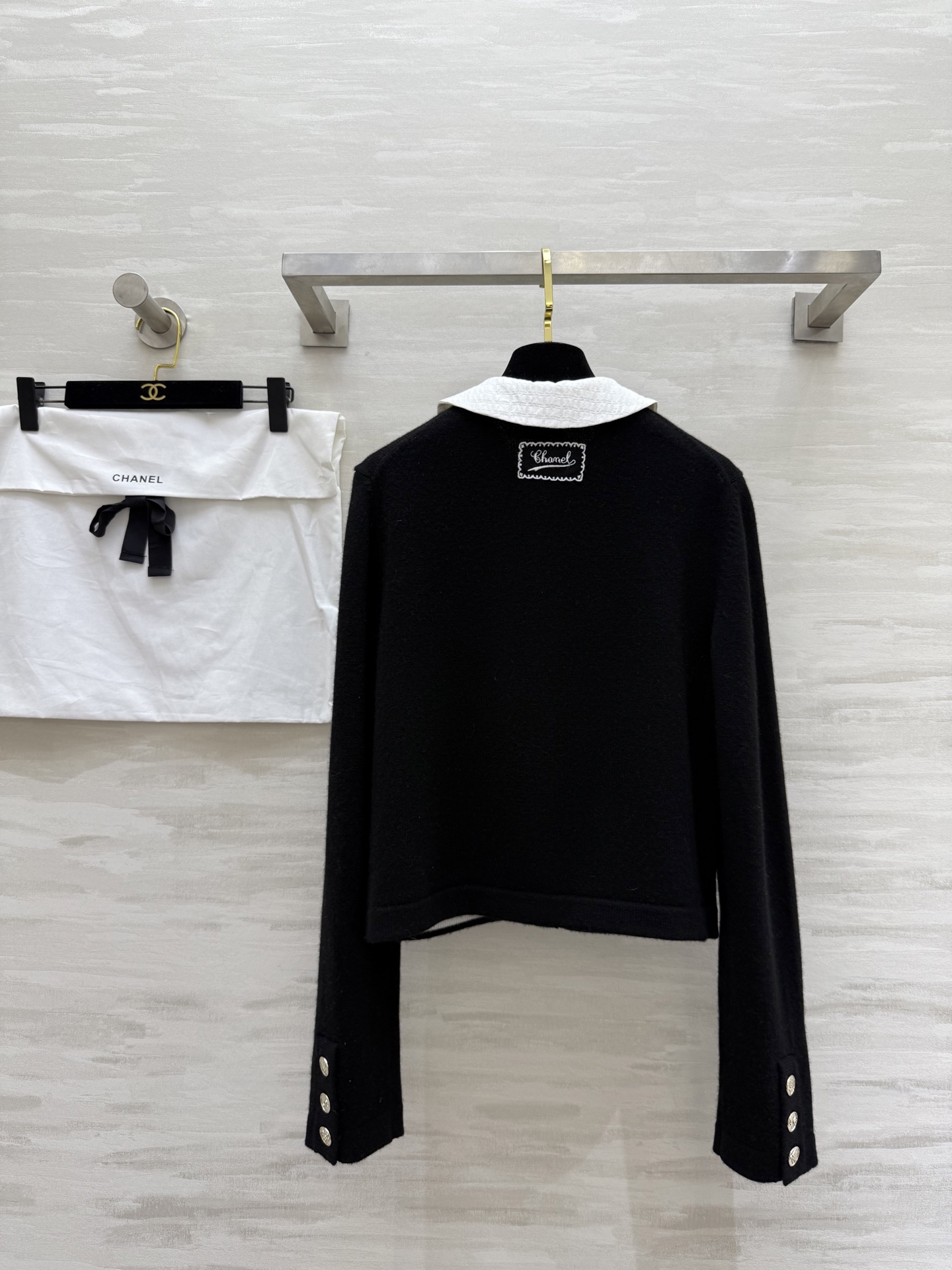 #Chane♡²⁵B 娃娃领开衫 100%羊绒 手感柔软贴肤 娃娃领100%桑蚕丝 可自由拆卸 翻领圆领