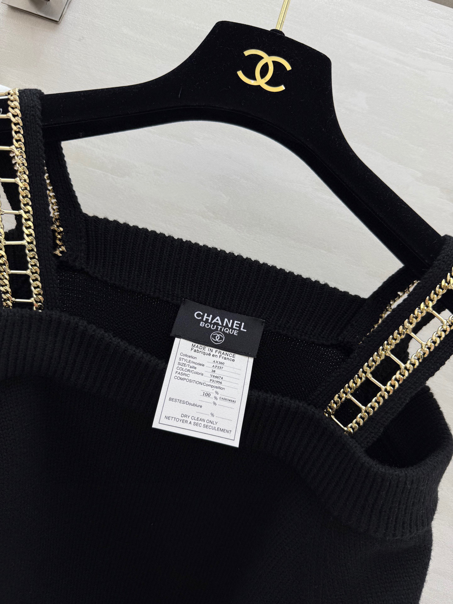 #Chane♡²⁵秋冬新款 中古系列 羊绒链条吊带毛衫 高品质定制 现货首发size：36/38/40（