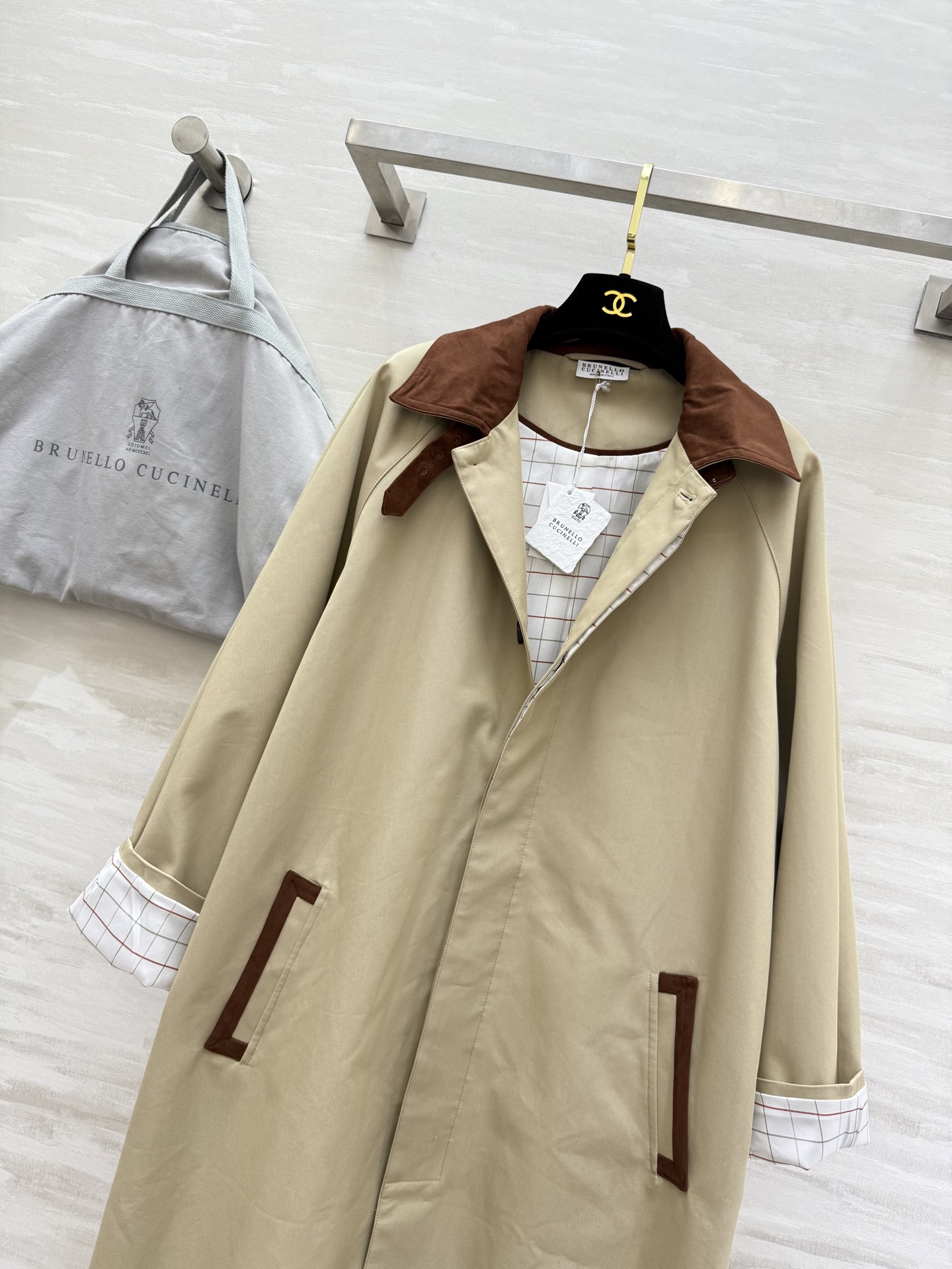 #BC²⁵秋冬新款 撞色翻领中长款风衣外套 高品质定制 现货首发size：S/M/L（S码胸围：112，