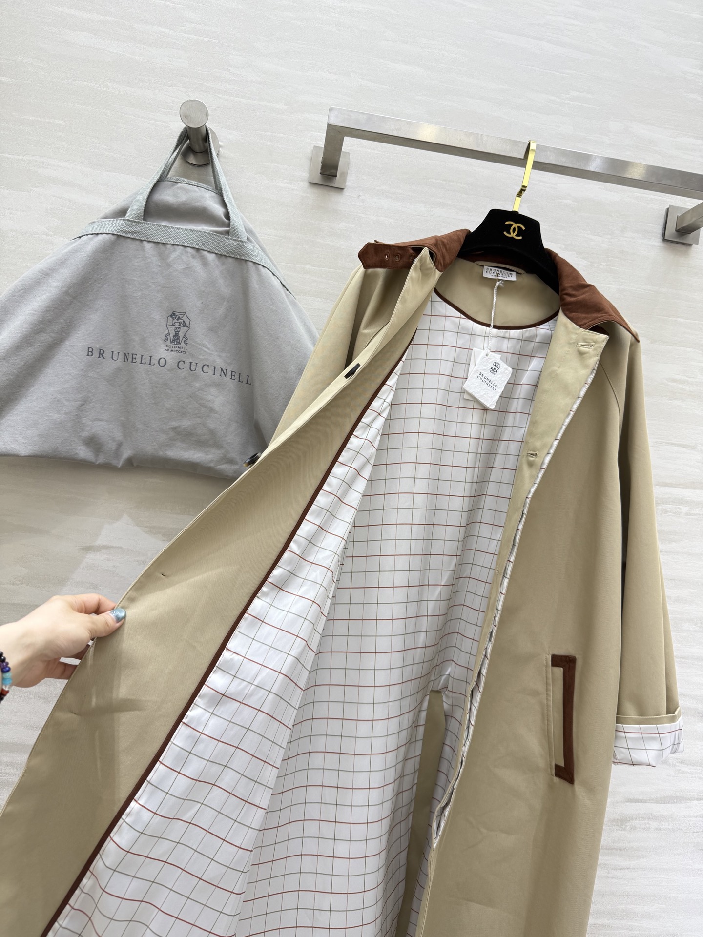 #BC²⁵秋冬新款 撞色翻领中长款风衣外套 高品质定制 现货首发size：S/M/L（S码胸围：112，