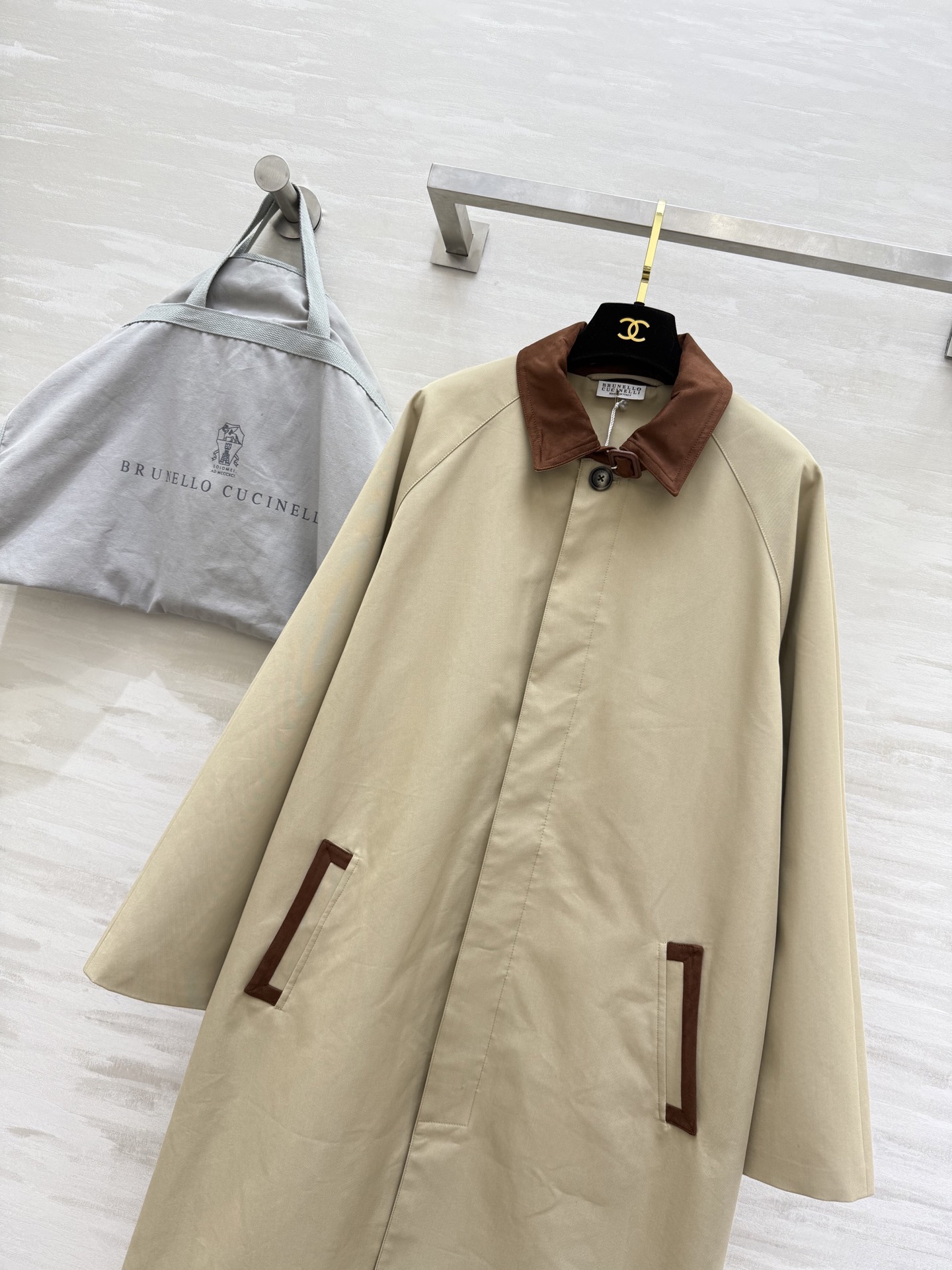 #BC²⁵秋冬新款 撞色翻领中长款风衣外套 高品质定制 现货首发size：S/M/L（S码胸围：112，