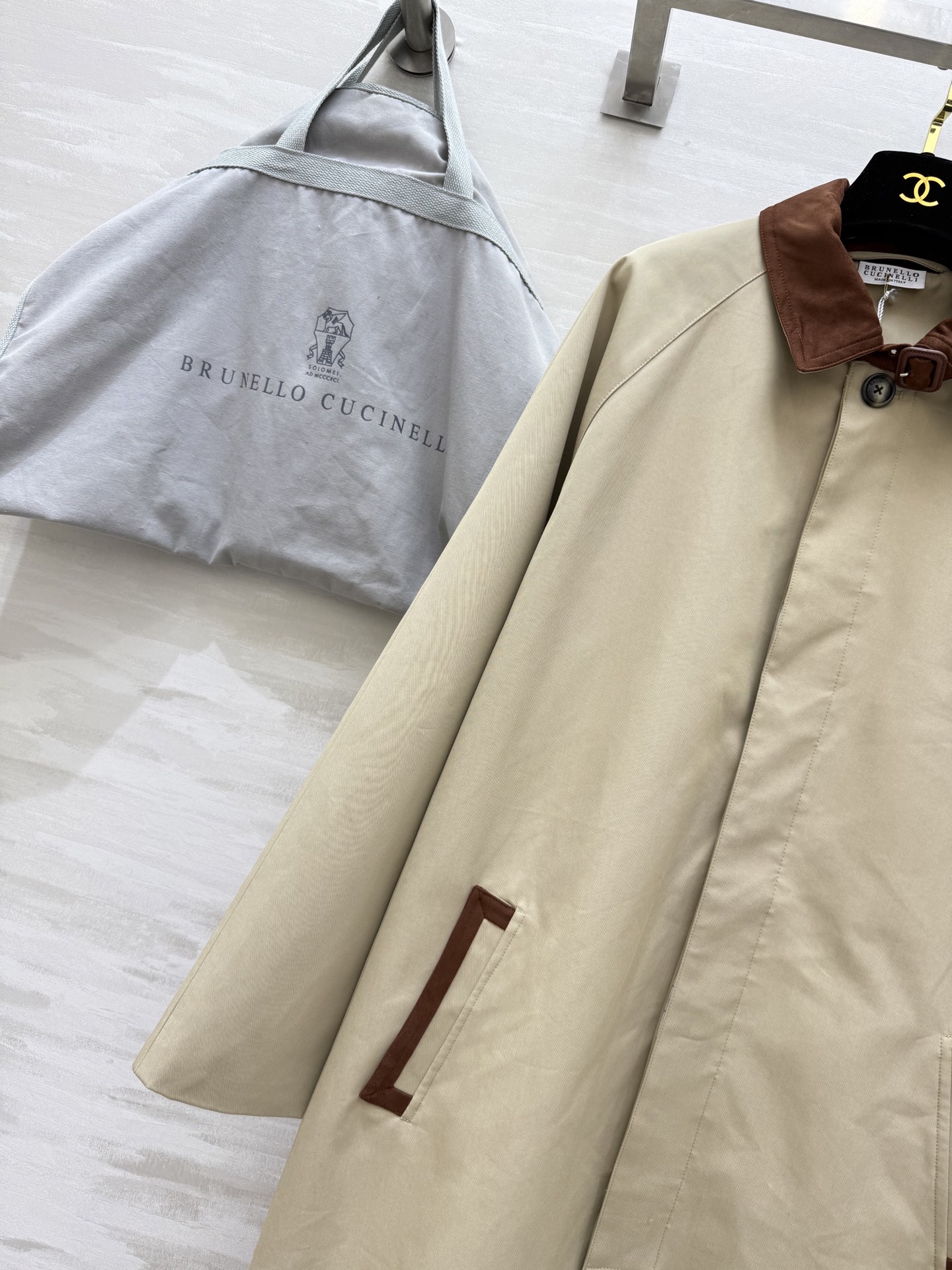 #BC²⁵秋冬新款 撞色翻领中长款风衣外套 高品质定制 现货首发size：S/M/L（S码胸围：112，