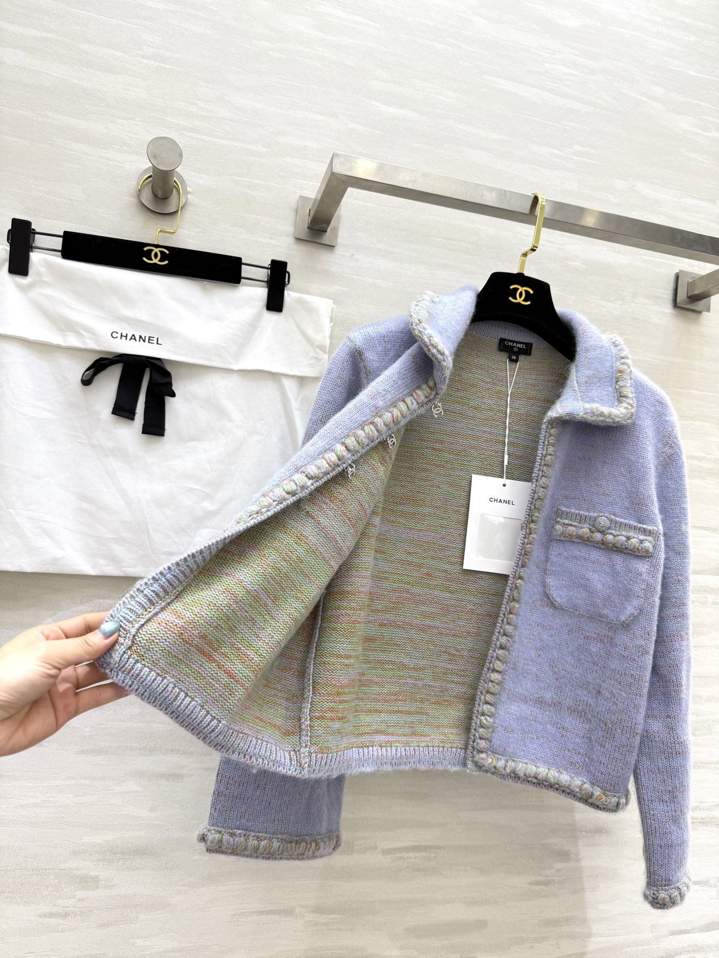 #Chane♡²⁵B 长袖绒感针织开衫外套 原版开发 定制纱线+桑蚕丝 手感柔软 毛茸茸的质感 高品质 