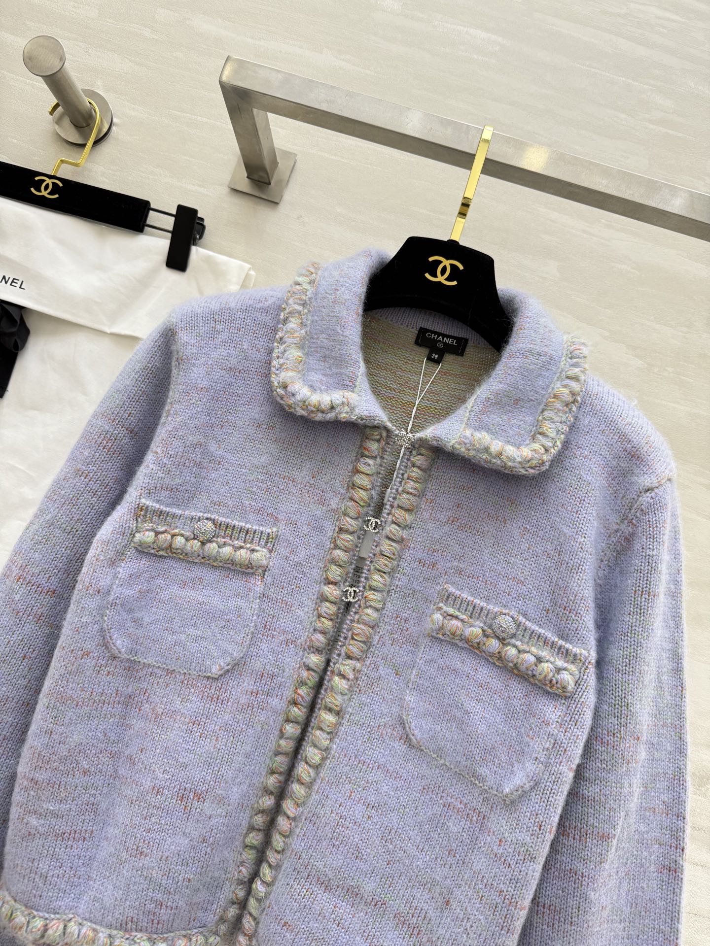 #Chane♡²⁵B 长袖绒感针织开衫外套 原版开发 定制纱线+桑蚕丝 手感柔软 毛茸茸的质感 高品质 