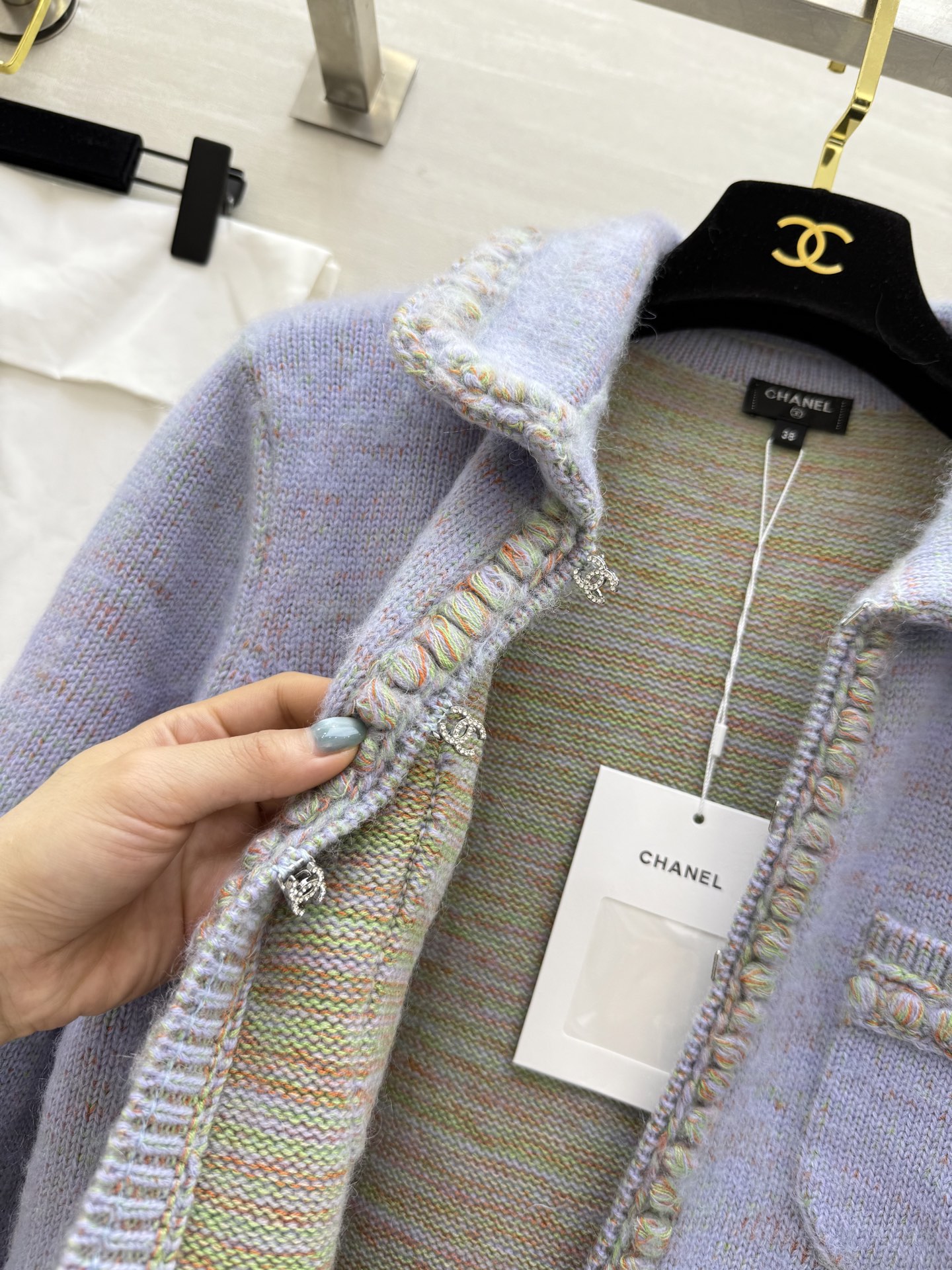 #Chane♡²⁵B 长袖绒感针织开衫外套 原版开发 定制纱线+桑蚕丝 手感柔软 毛茸茸的质感 高品质 