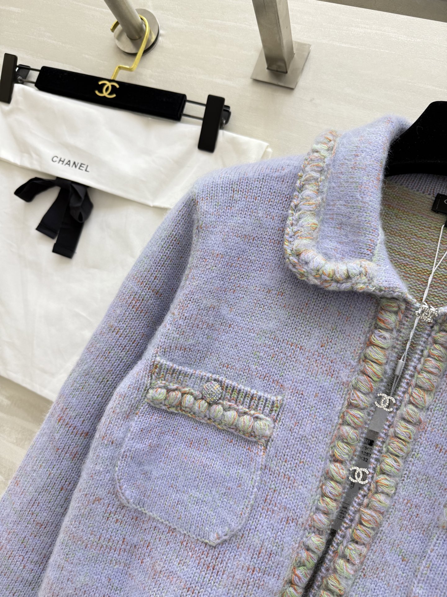 #Chane♡²⁵B 长袖绒感针织开衫外套 原版开发 定制纱线+桑蚕丝 手感柔软 毛茸茸的质感 高品质 