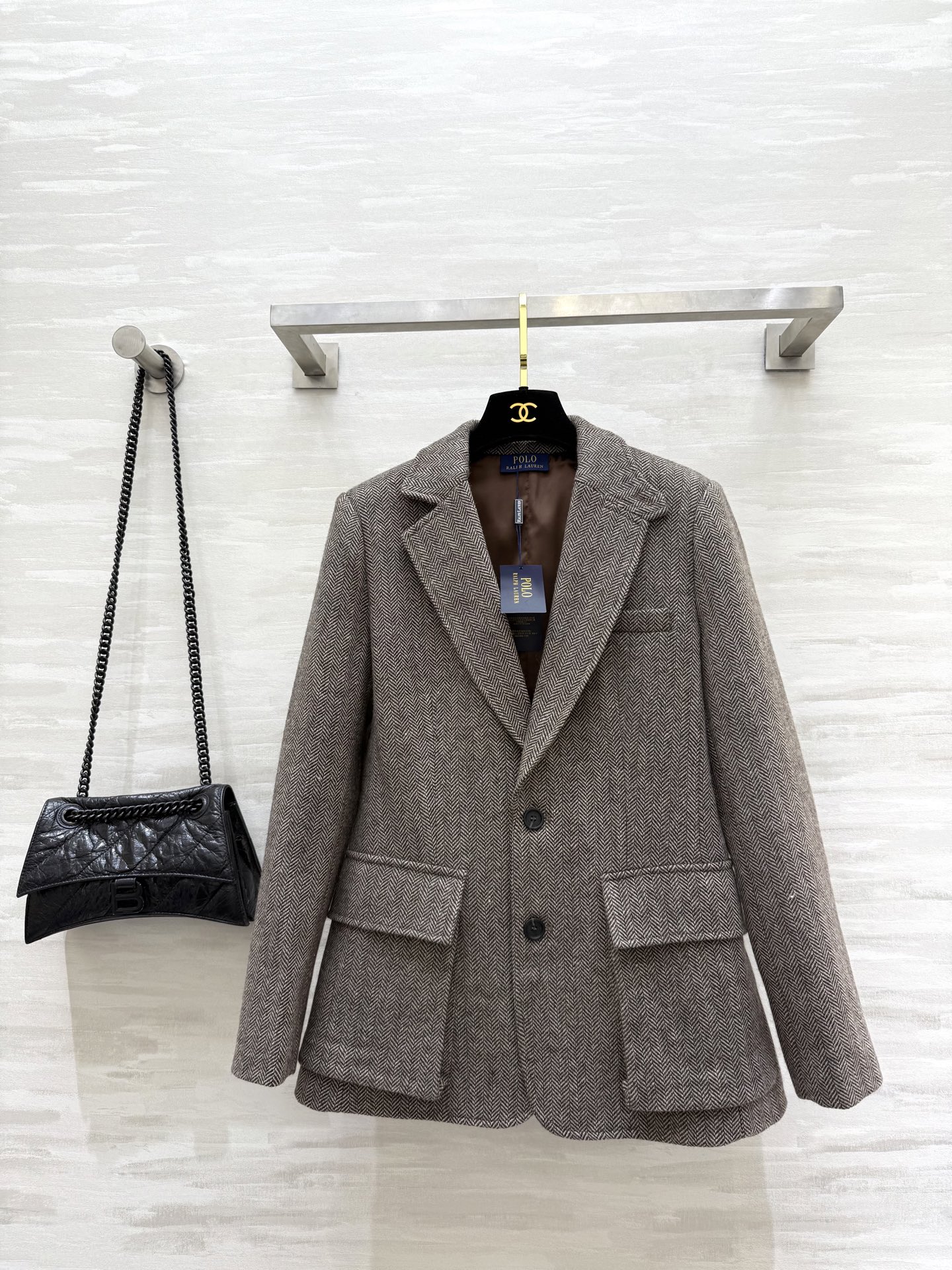 NO:550084,#Laurent's new autumn and winter style, herringbone wool blazer, high-quality customization, spot first-time sizeS/M/L (size s bust 88, 64 length),, jackets & coats, business suit, alexander wang19860909#拉夫劳伦秋冬新款 人字纹羊毛西装外套 高品质定制 现货首发sizeS/M/L（s码胸围88,衣长64）,,jackets & coats,business suit,alexander wang,Women's clothing