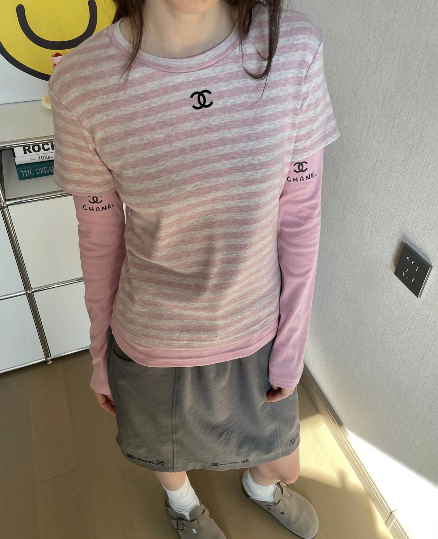 #Chane♡²⁵秋冬新款 中古系列 假两件设计 条纹上衣 高品质定制 现货首发 配送防尘袋 size：