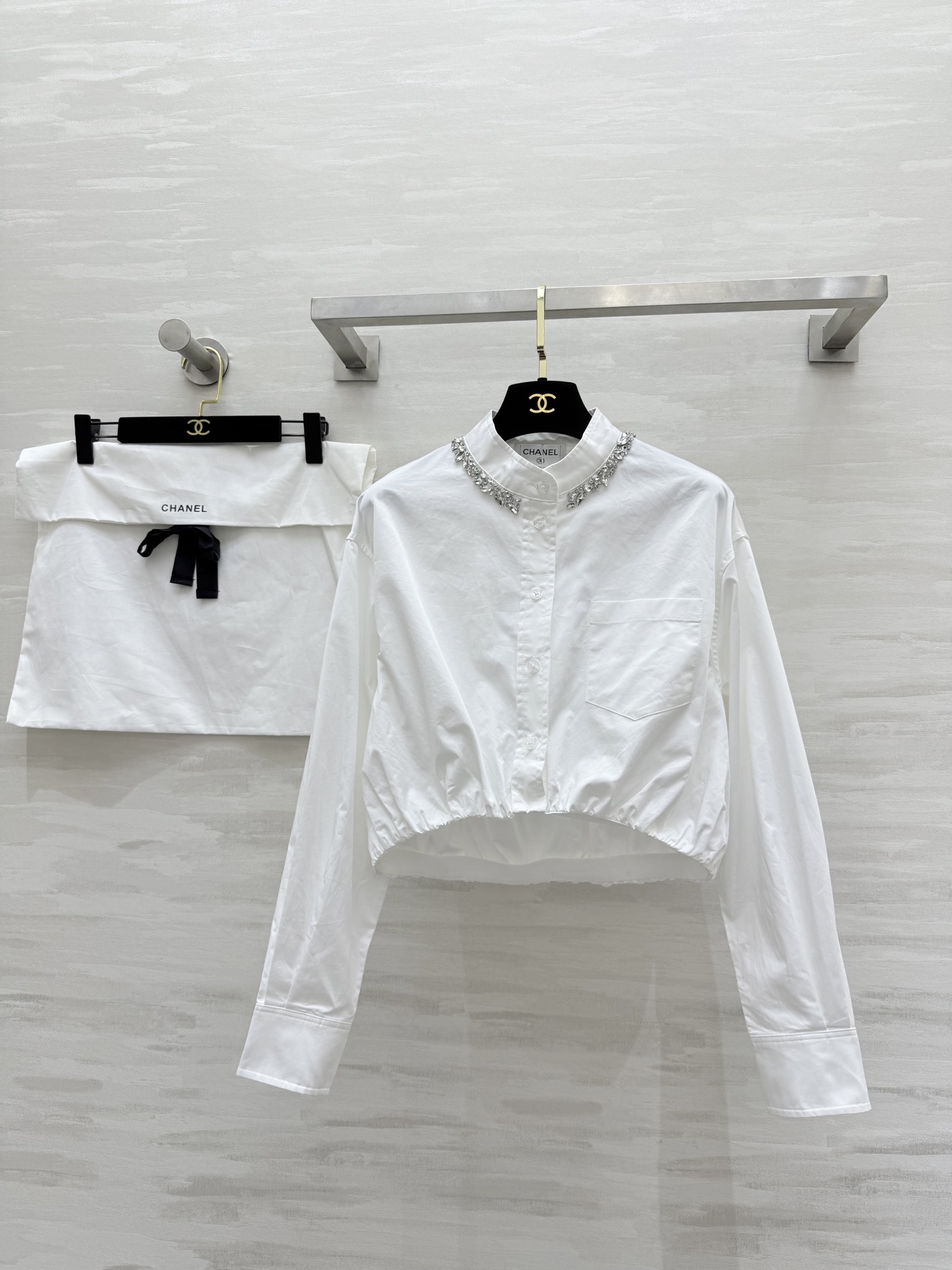 Chanel Early Autumn Diamante Collar White Crop Shirt, Heavy Industry 2 i1759956679711 2852 0 0