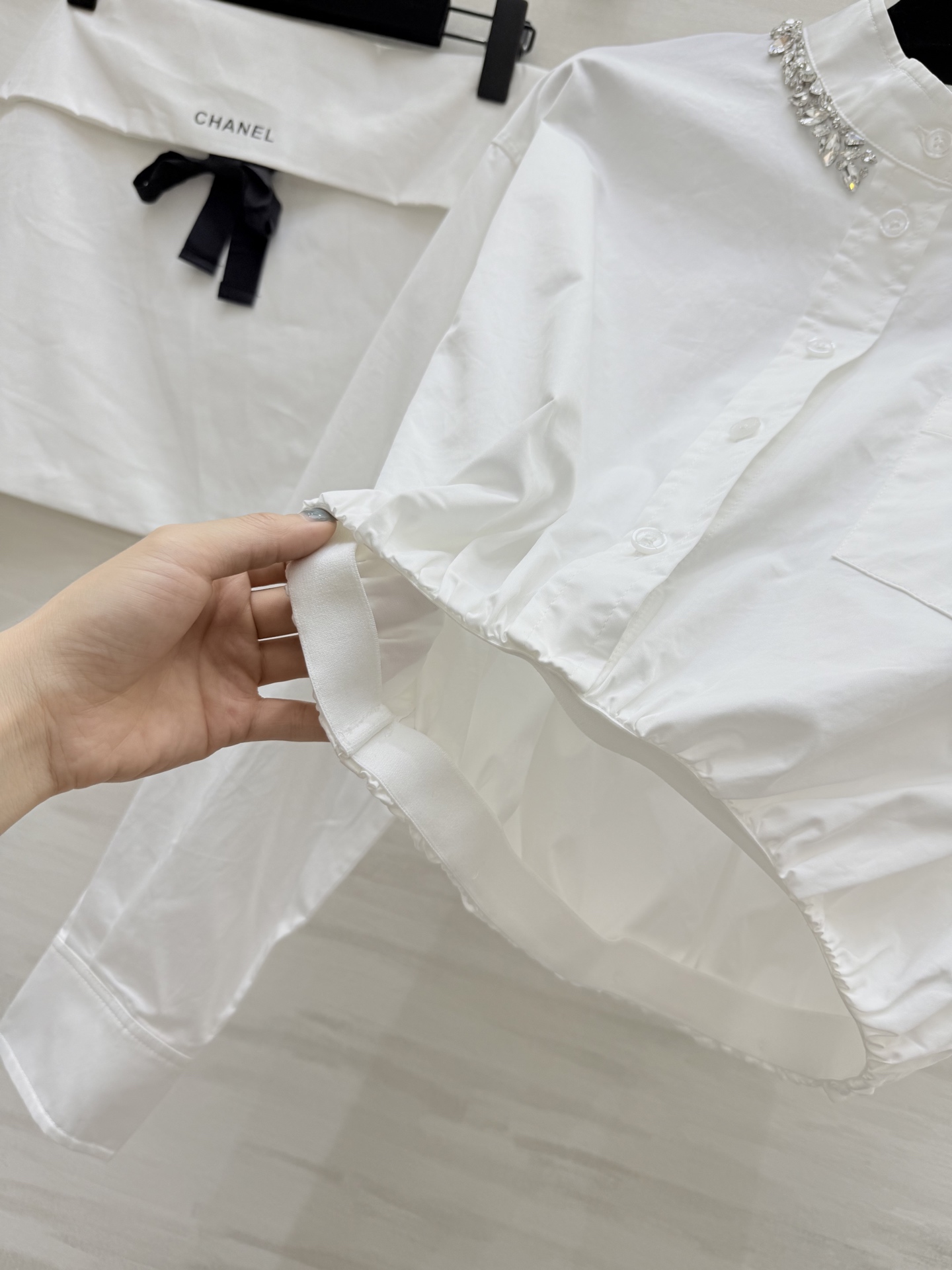 Chanel Early Autumn Diamante Collar White Crop Shirt, Heavy Industry 4 i1759956679780 4830 0 2