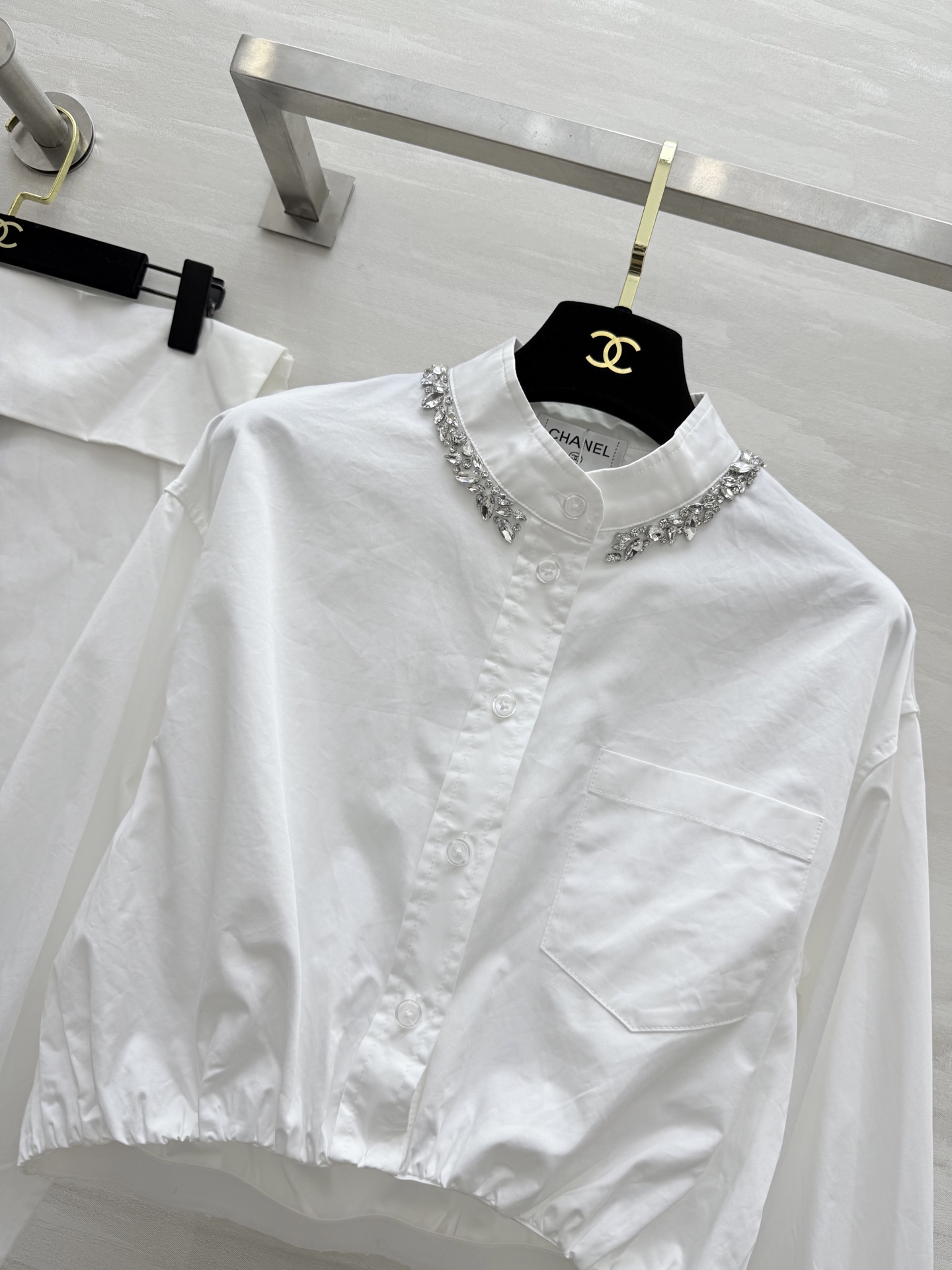 Chanel Early Autumn Diamante Collar White Crop Shirt, Heavy Industry 6 i1759956681322 9278 0 4