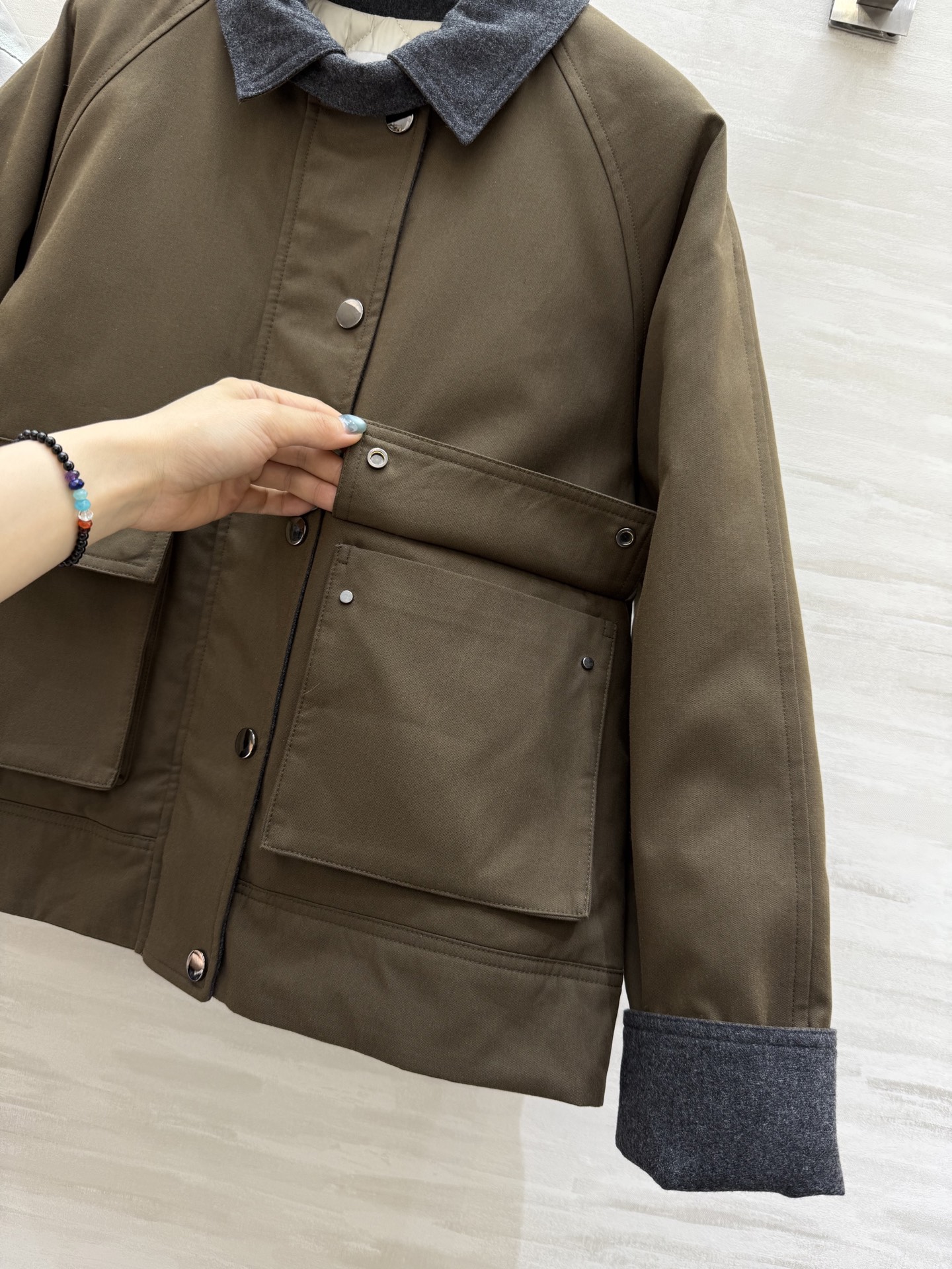 #BC²⁵秋冬新款 翻领棉服外套 翻领假两件设计 内里菱格夹棉设计 高品质 现货来size：S/M/L（