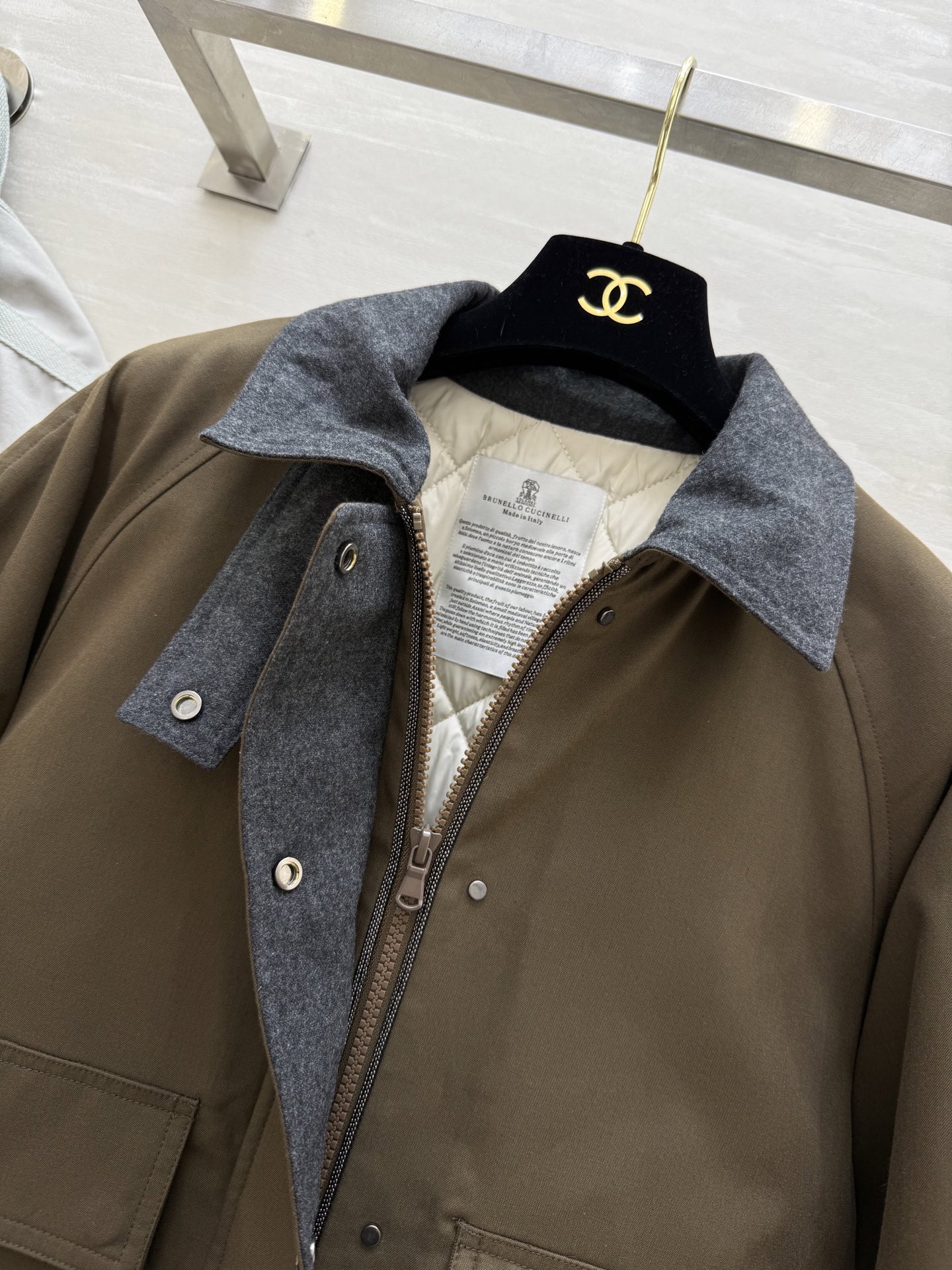 #BC²⁵秋冬新款 翻领棉服外套 翻领假两件设计 内里菱格夹棉设计 高品质 现货来size：S/M/L（