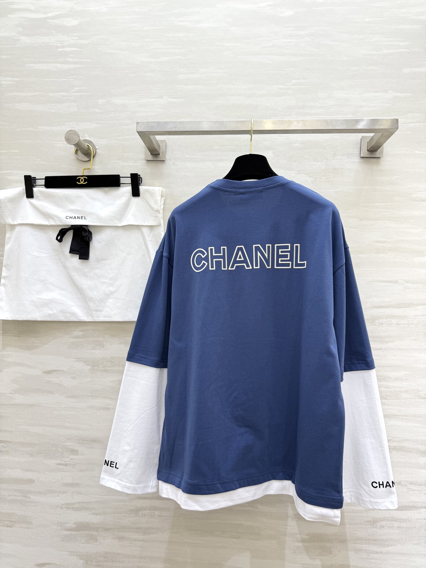 #Chane♡²⁵秋冬新款 假两件设计长袖上衣 高品质 配送防尘袋 现货来size：36/38/40（3