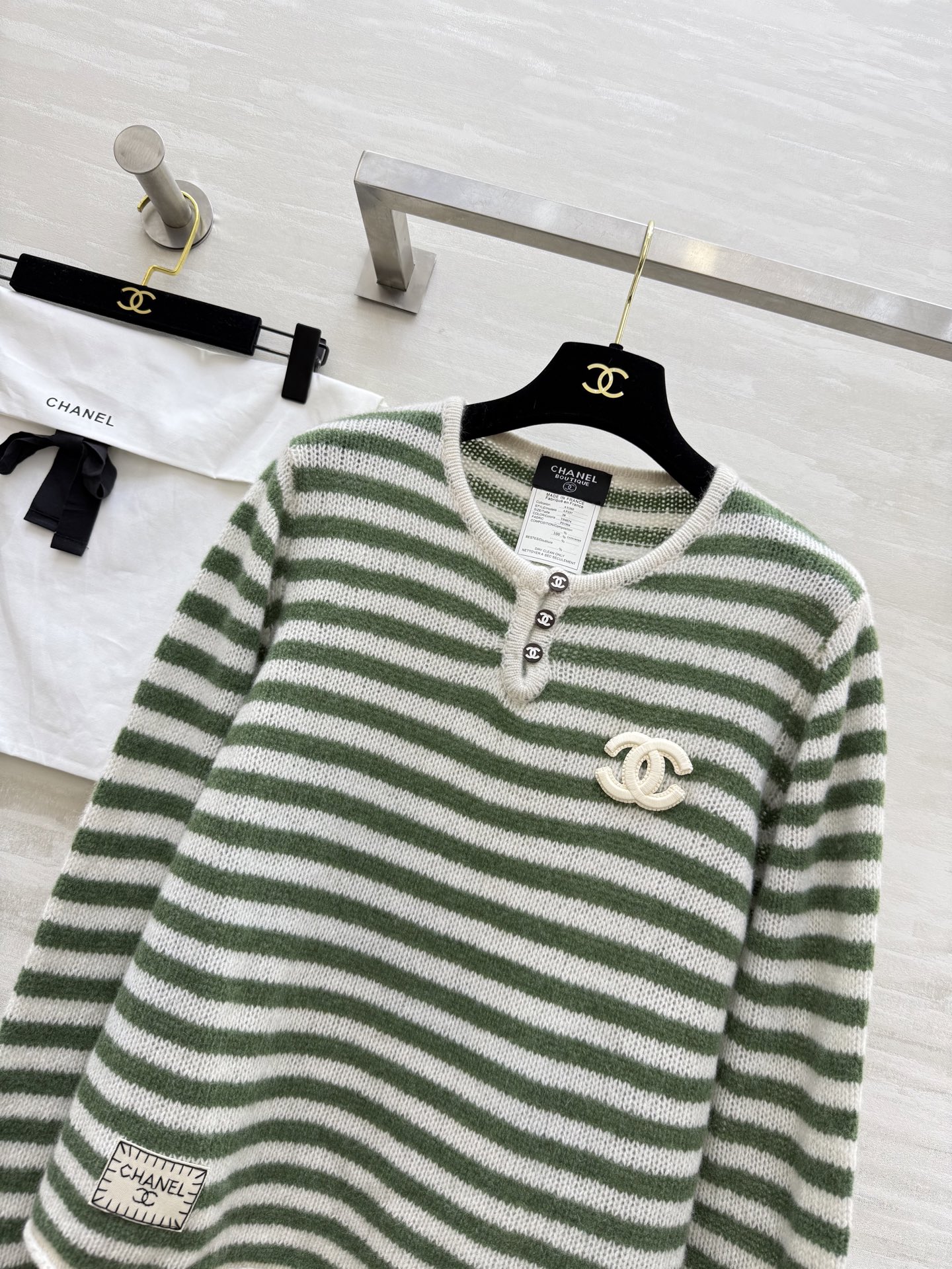 #Chane♡²⁵秋冬新款 中古系列 软软糯糯浣熊毛条纹毛衣 高品质定制 现货首发size：36/38/