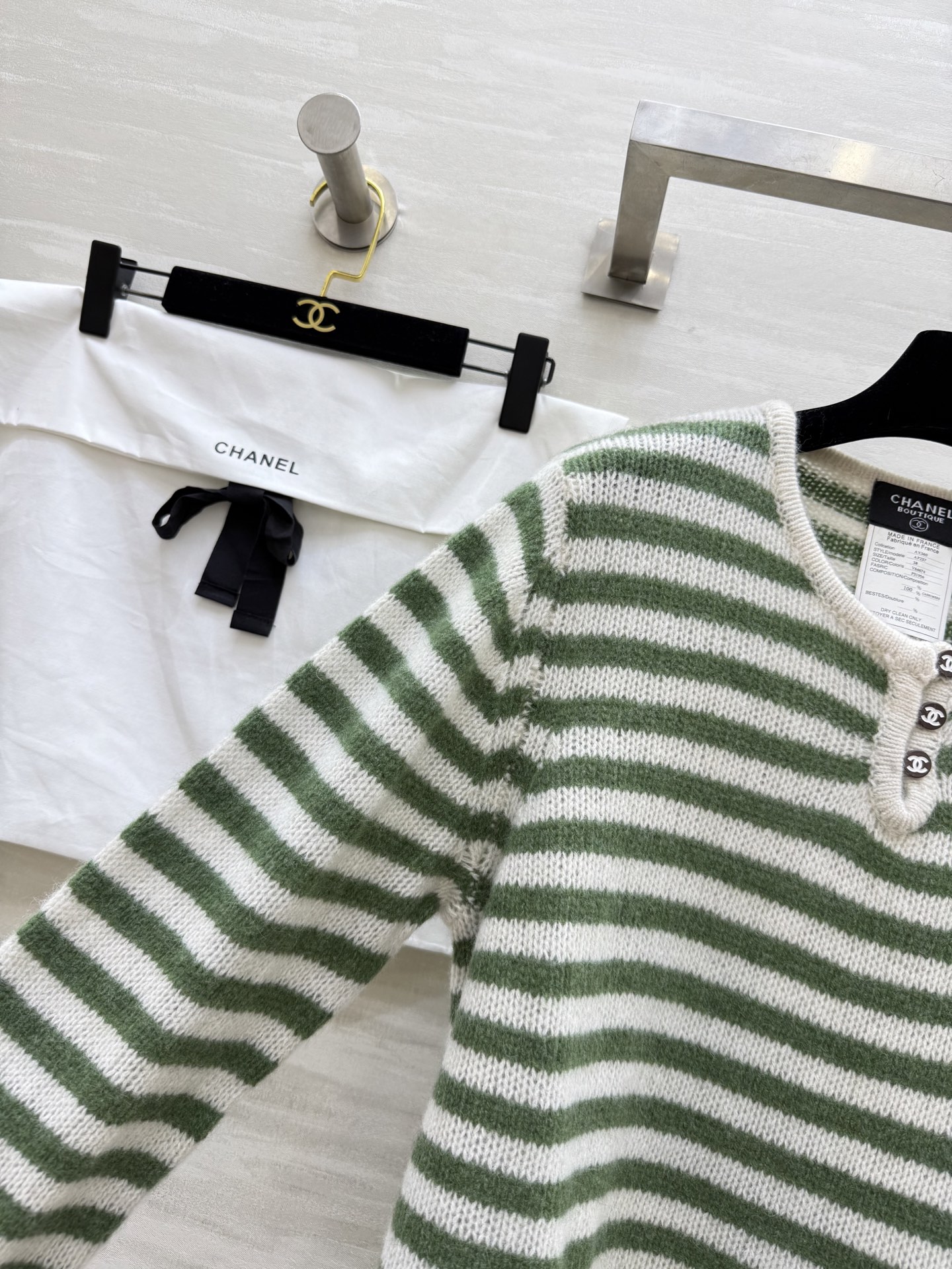 #Chane♡²⁵秋冬新款 中古系列 软软糯糯浣熊毛条纹毛衣 高品质定制 现货首发size：36/38/