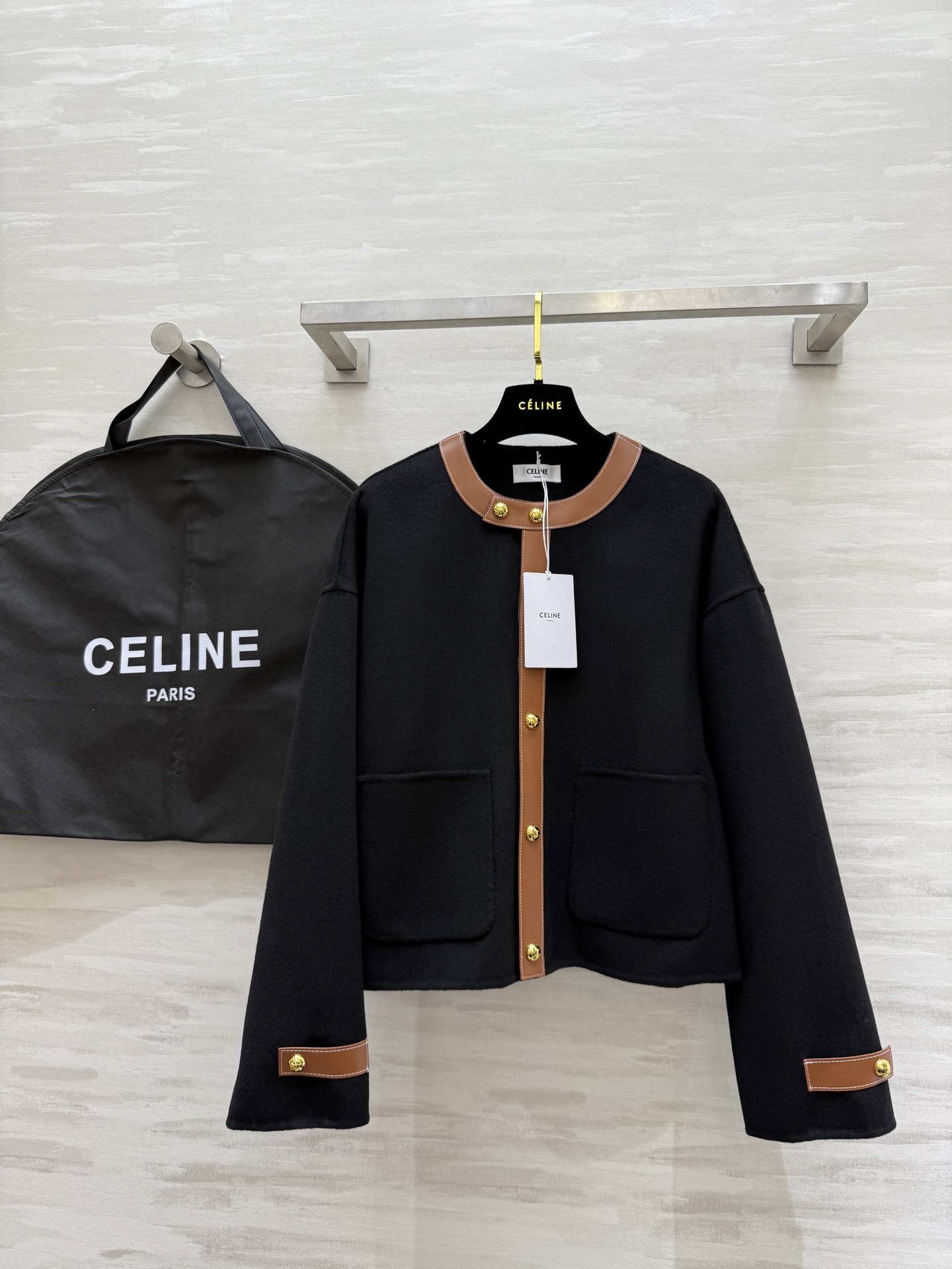 NO:566117,#Celin autumn and winter new style gold buckle Arc de Triomphe wool jacket, high quality customization, ready for sale, sizeS/M/L (S size shoulder width 55, chest 112, length 53),,celine,jackets & coats,alexander wang19860909#Celin秋冬新款 金扣凯旋门羊毛外套 高品质定制 现货首发sizeS/M/L（s码肩宽55,胸围112,衣长53）,,celine,jackets & coats,alexander wang,Women's clothing