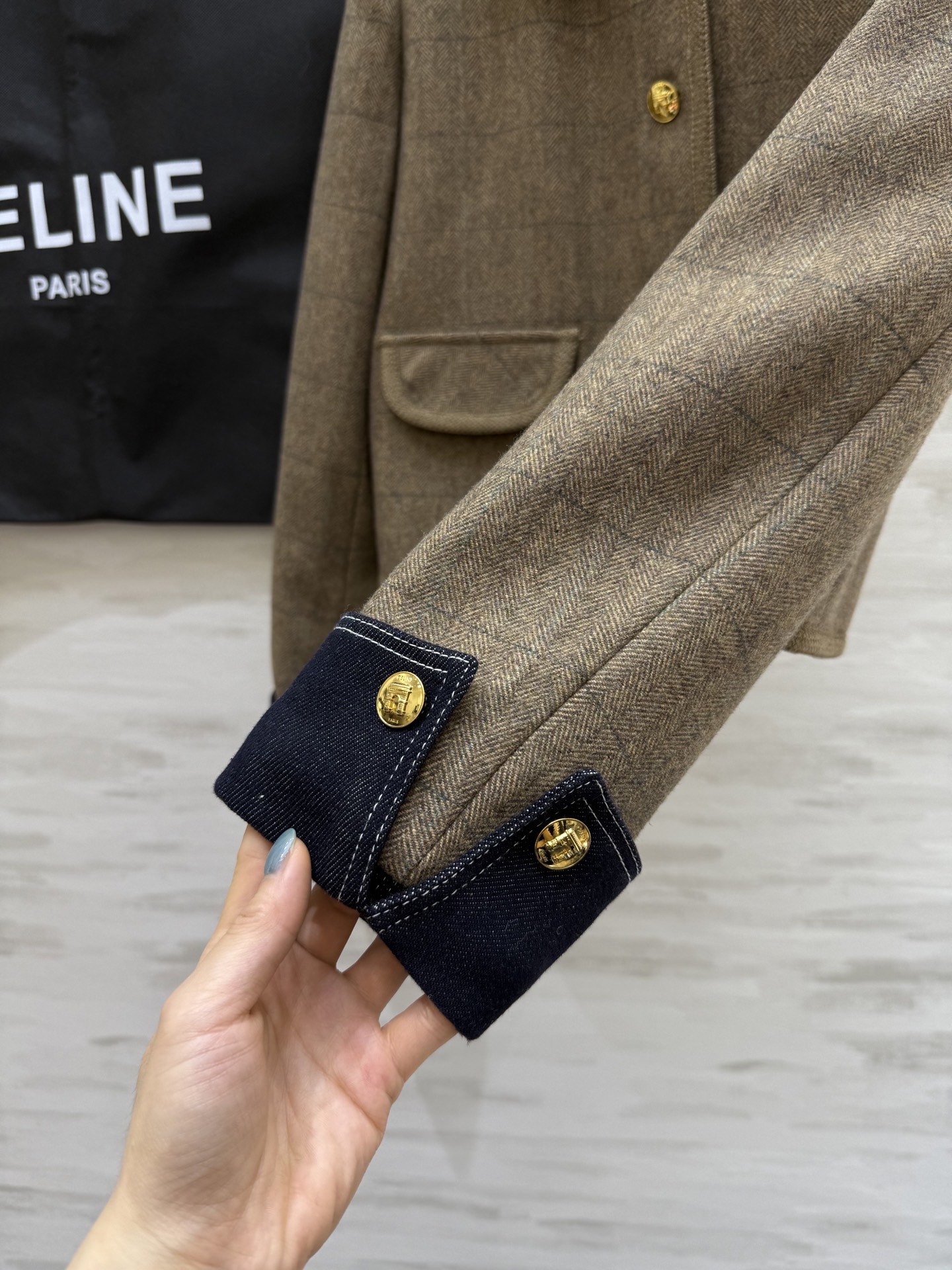 Celine Wool Tweed Jacket with Denim Collar - Short & Chic Outerwear 8 i1760385706605 1357 0 6