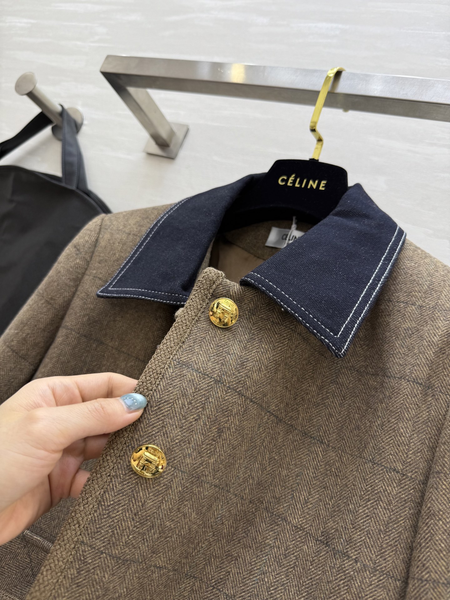 Celine Wool Tweed Jacket with Denim Collar - Short & Chic Outerwear 6 i1760385706608 4941 0 4