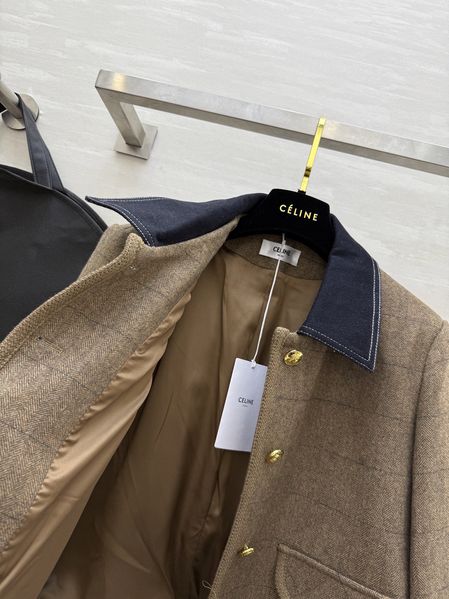 Celine Wool Tweed Jacket with Denim Collar - Short & Chic Outerwear 7 i1760385708141 7991 0 5