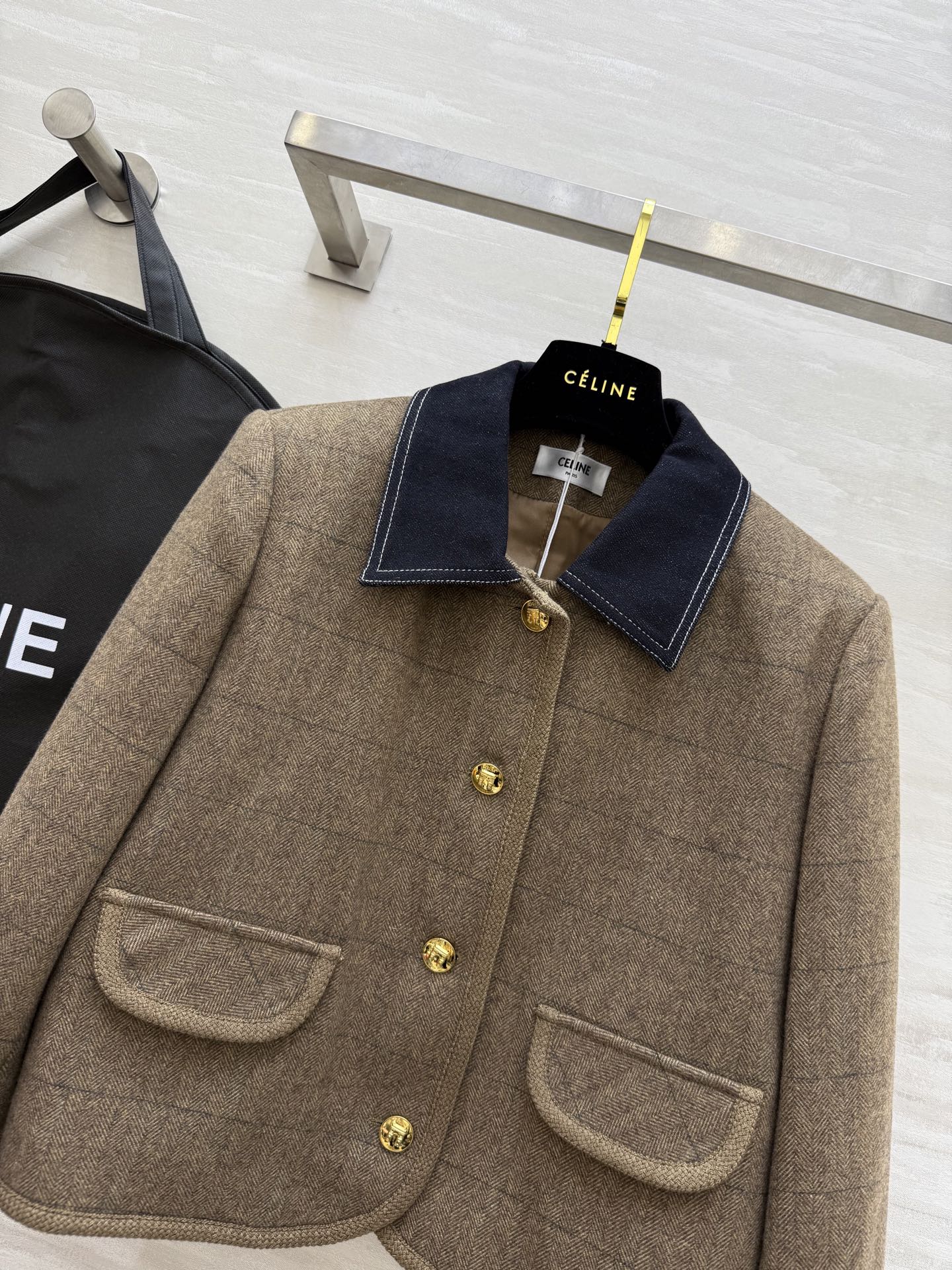 Celine Wool Tweed Jacket with Denim Collar - Short & Chic Outerwear 4 i1760385708183 3003 0 2