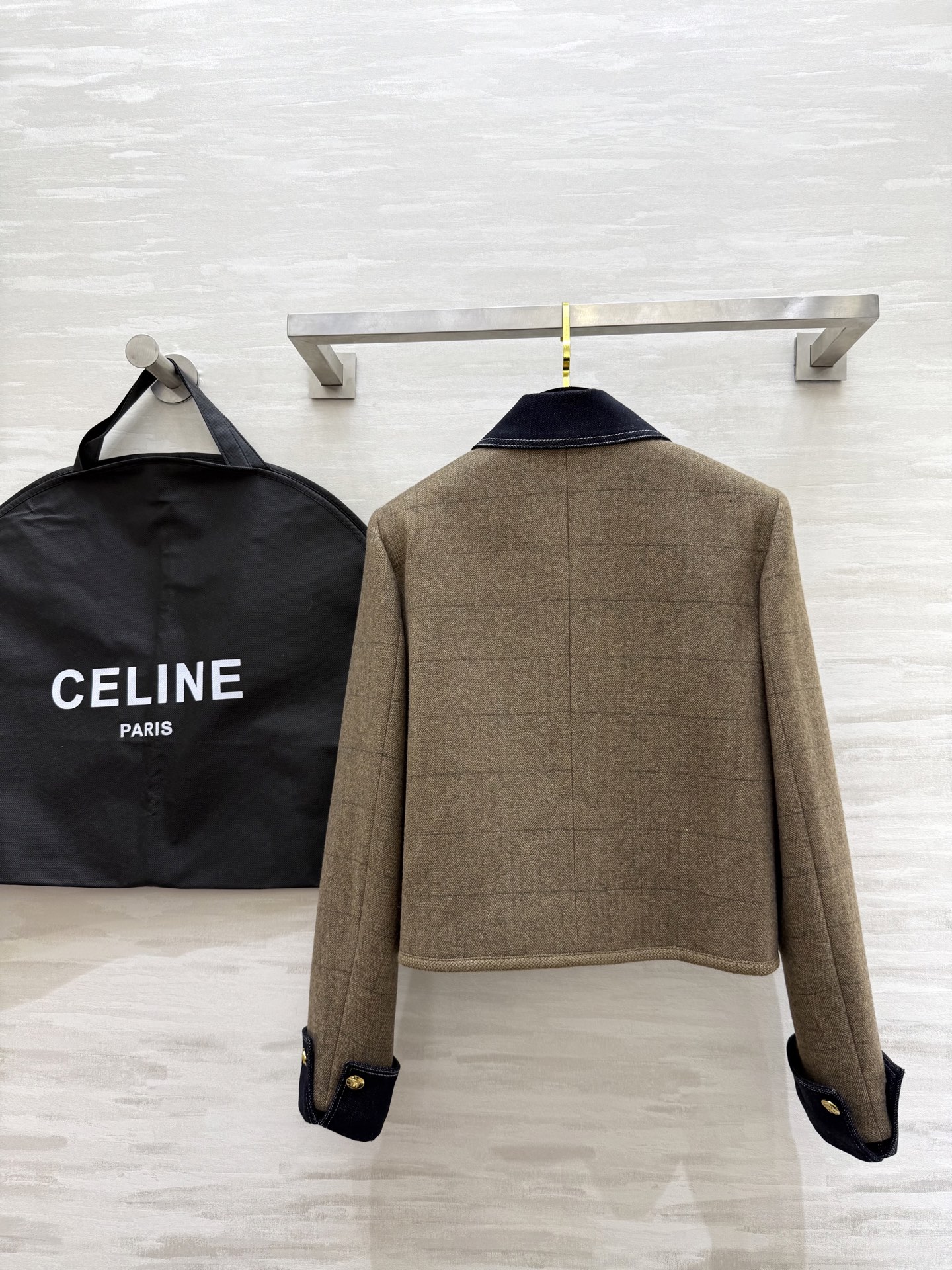 Celine Wool Tweed Jacket with Denim Collar - Short & Chic Outerwear 10 i1760385708241 4379 0 8