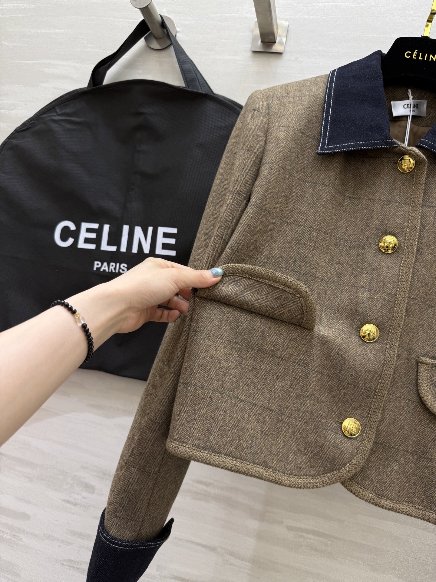 Celine Wool Tweed Jacket with Denim Collar - Short & Chic Outerwear 9 i1760385708256 6183 0 7