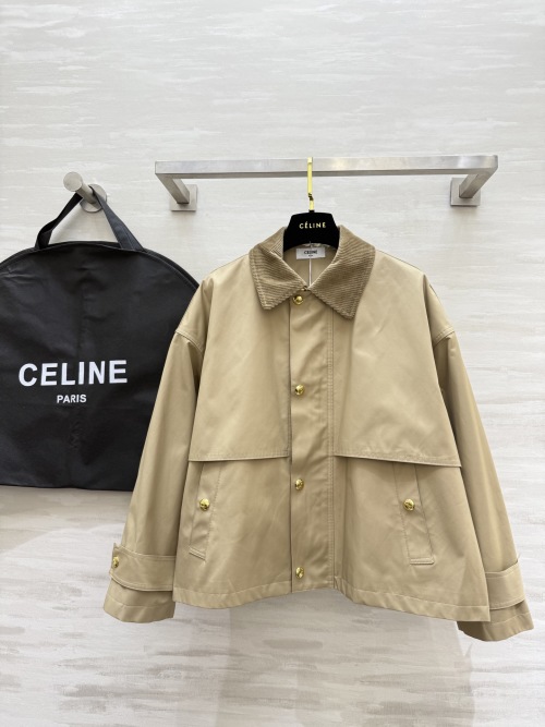 Celine Women's Fall/Winter Classic Fit Jacket in Beige with Corduroy Collar 23 Celine Women's Fall/Winter Classic Fit Jacket in Beige with Corduroy Collar