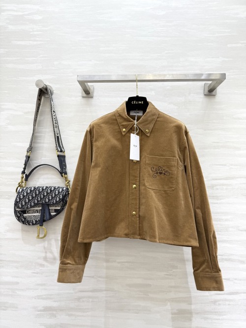 Celine Fall/Winter Corduroy Shirt, Short Style, Fashionable Outfit 2 Celine Fall/Winter Corduroy Shirt, Short Style, Fashionable Outfit