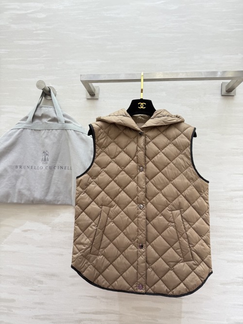 Brunello Cucinelli Quilted Goose Down Hooded Vest 1 Brunello Cucinelli Quilted Goose Down Hooded Vest