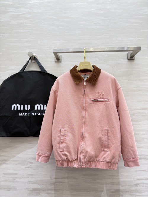 Miu Miu Women's Pink Jacket Cotton-padded Coat New Autumn/Winter Collection 1 Miu Miu Women's Pink Jacket Cotton-padded Coat New Autumn/Winter Collection
