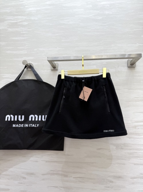 Miu Miu Fleece Mini Skirt - High Waist, A-Line Silhouette - Must-Have 1 Miu Miu Fleece Mini Skirt - High Waist, A-Line Silhouette - Must-Have