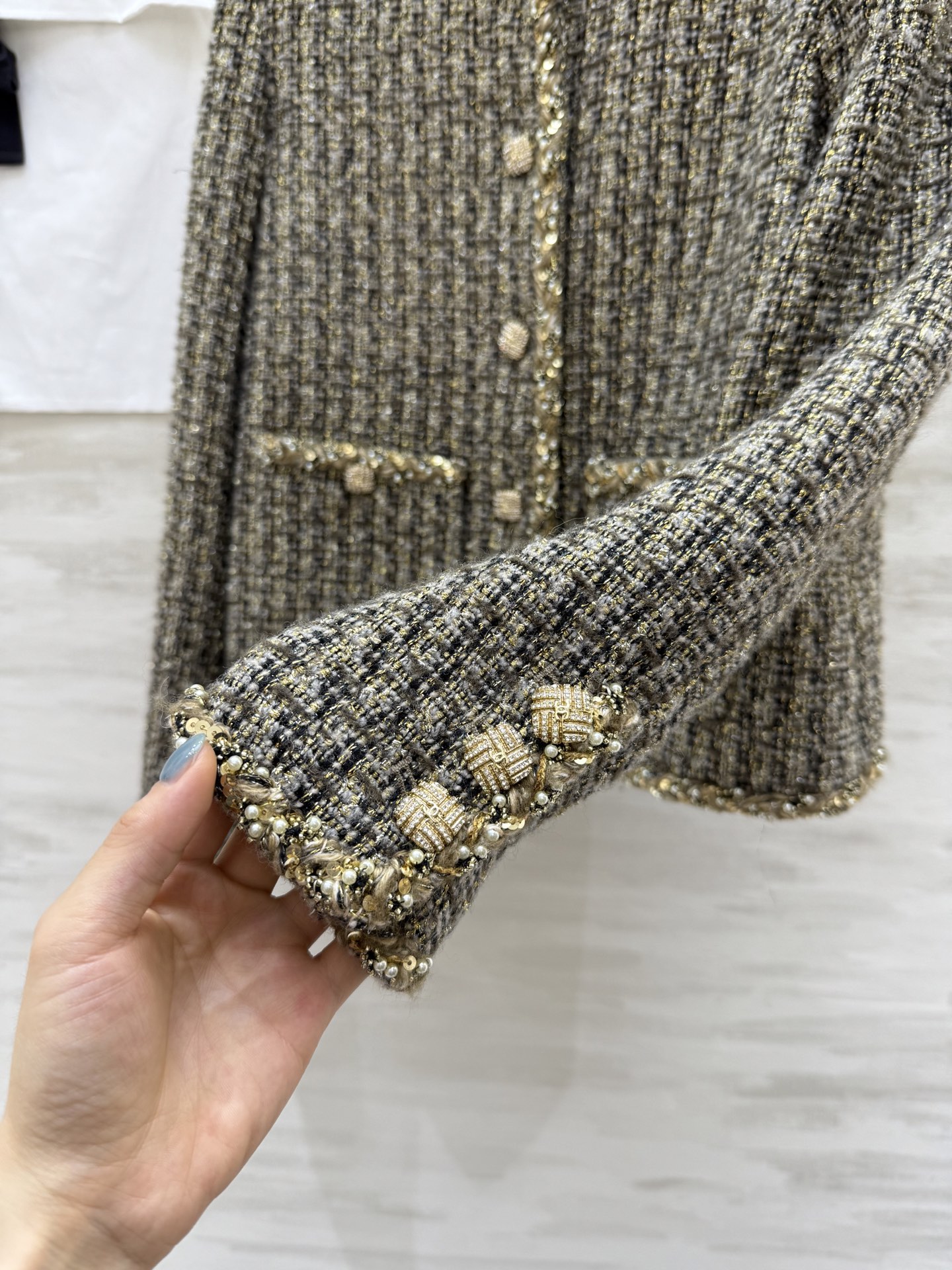 #Chane♡²⁵秋冬新款 意大利进口编织花呢面料外套 内里真丝提花里衬 高品质 现货首发size：36